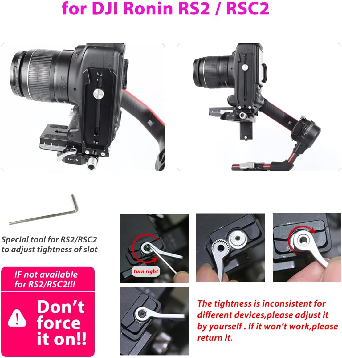Akeipho RSC2 RS2/ RS3 L Bracket Vertical Mount Quick Release Plate for DJI Ronin / / S, Zhiyun Weebill S Gimbal, DSLR