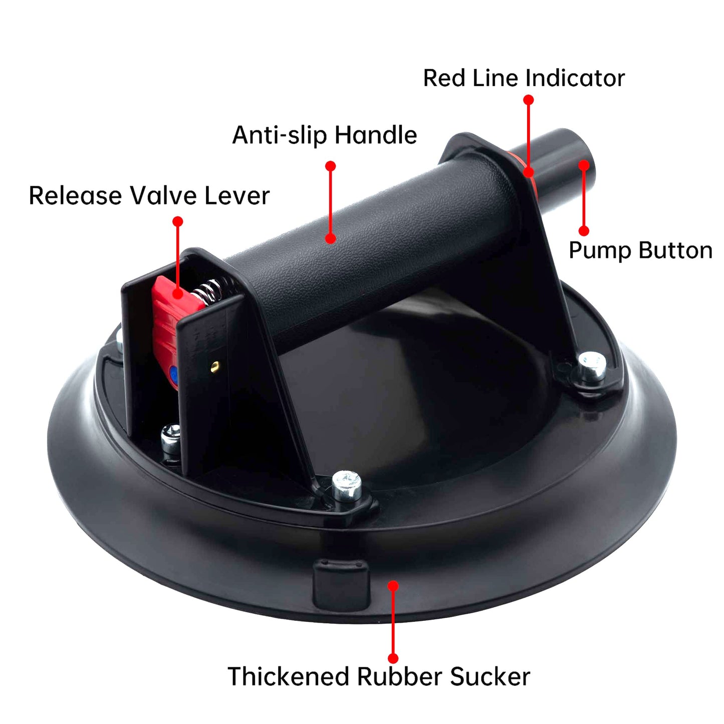 AUTOAlkins 8" Heavy Duty Suction Cup to Lift Large Glass, Tile, Marble, Industrial Vacuum Suction Lifter with Handle for Glass Lifting & Replacement, 480 lbs Load Capacity, Carrying Case (1 Pack)