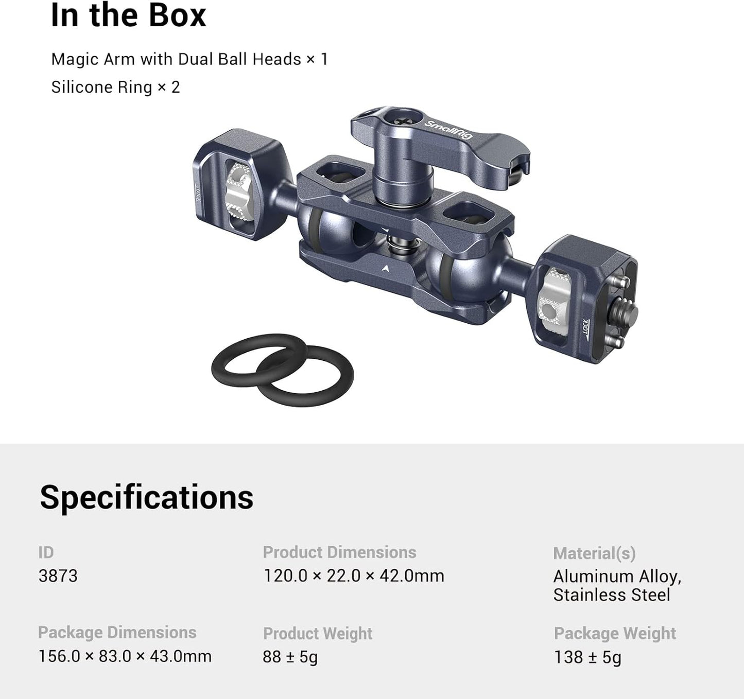 SMALLRIG 1/4 Camera Magic Arm, Flexible Articulating Arm with Screws, Field Monitor Mount with Dual Ballhead, Aluminum