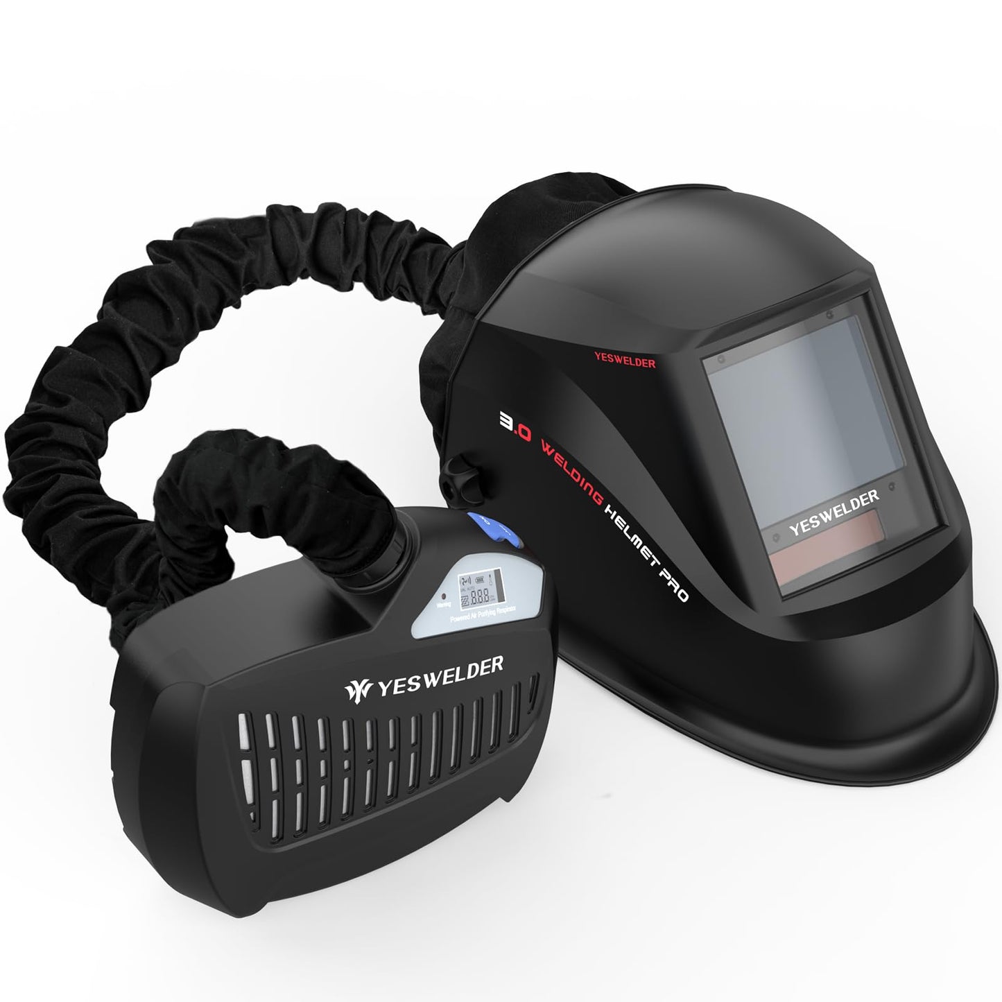 YESWELDER Powered Air Purifying Respirator, True Color Auto Darkening Welding Helmet with PAPR System, Three Airflow Control Levels