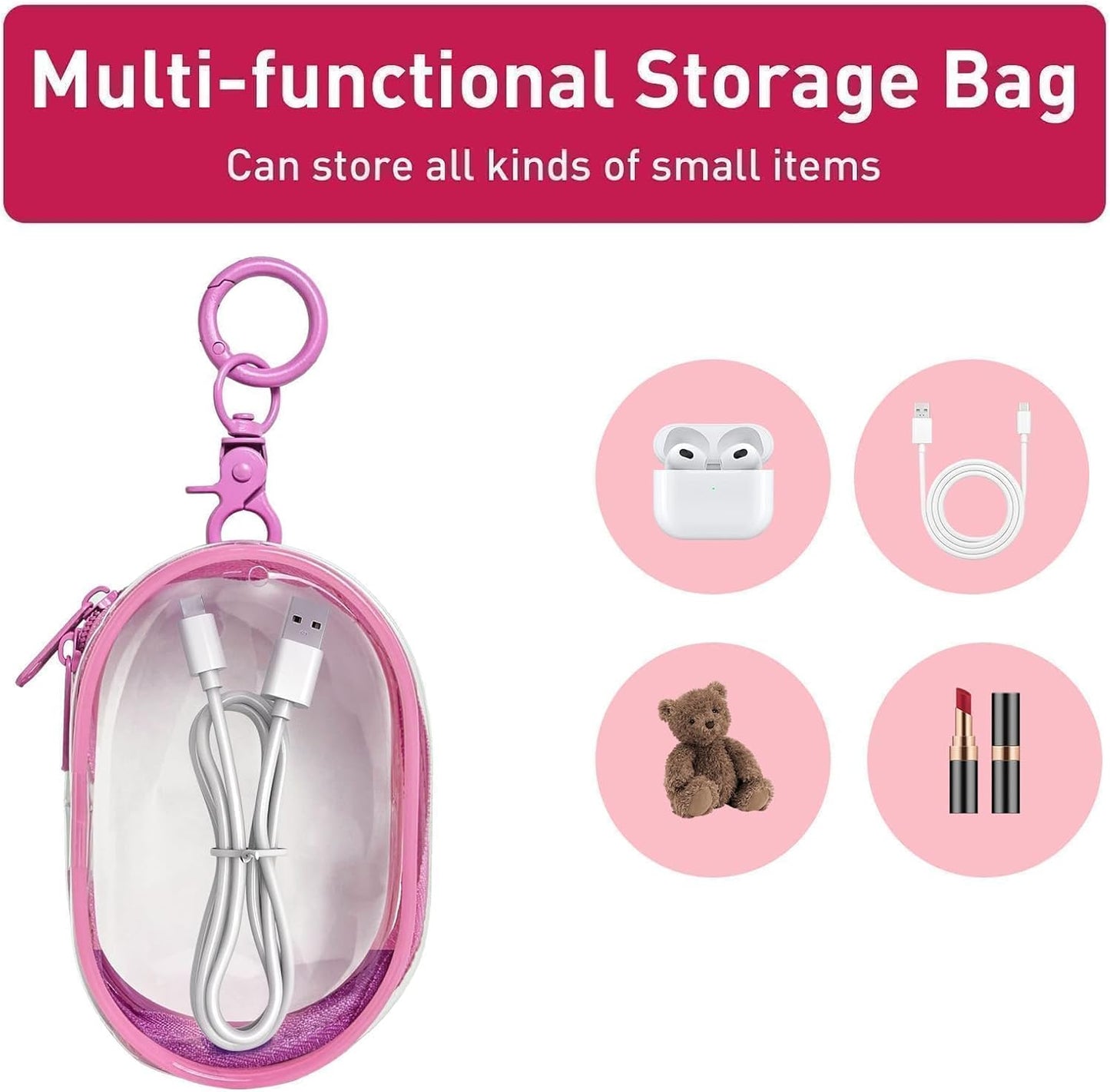 1|2|4 Pack 1Pack) Linsaner Storage Bag for Organizing Data Cables, Earphone, Chargers, Keys, Change, Blind Box Doll