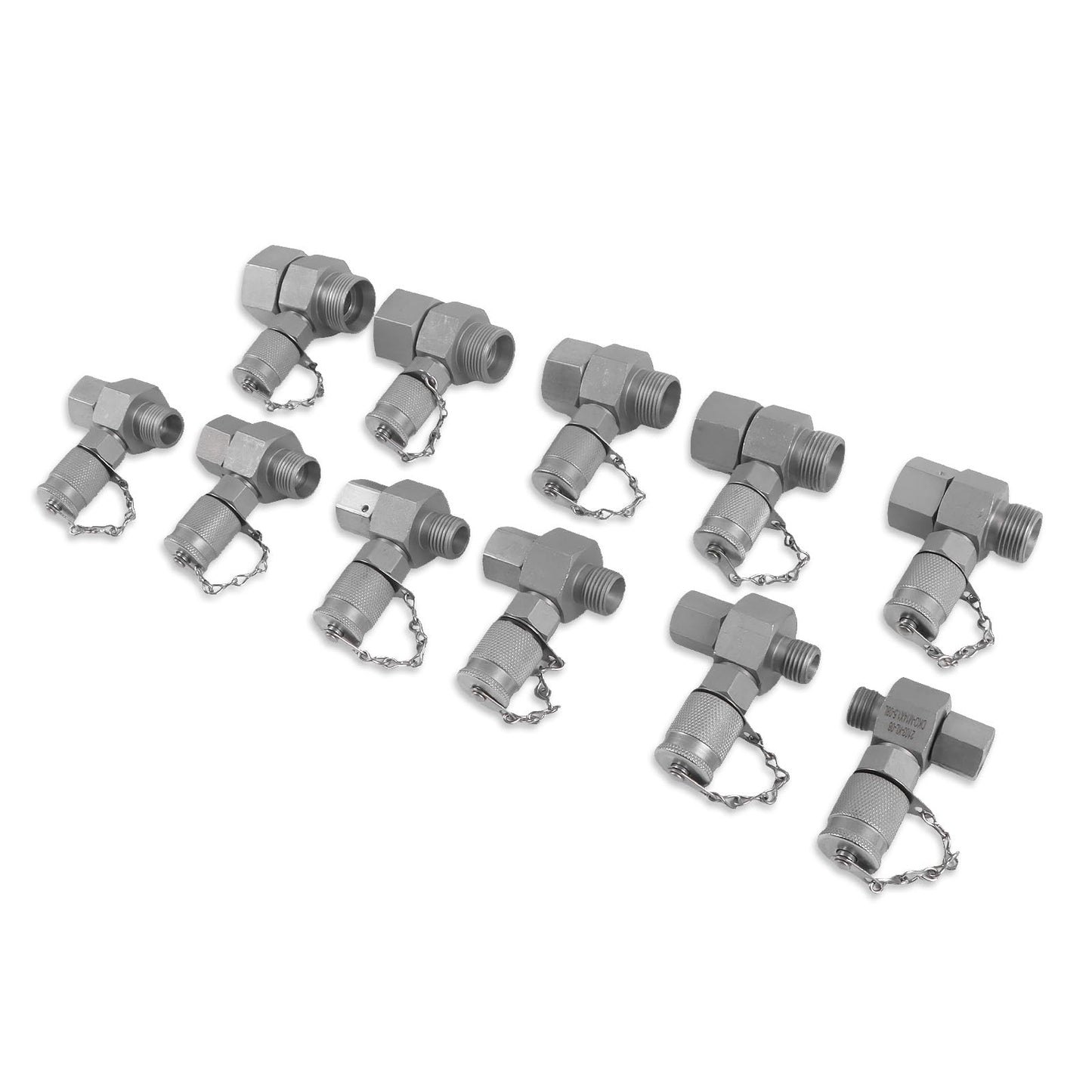 SINOCMP DKO Metric 11-Pack Hydraulic Swivel Run tees DKO Hydraulic Tester Tee Coupling Set for Excavator Construction Machinery Hydraulic System