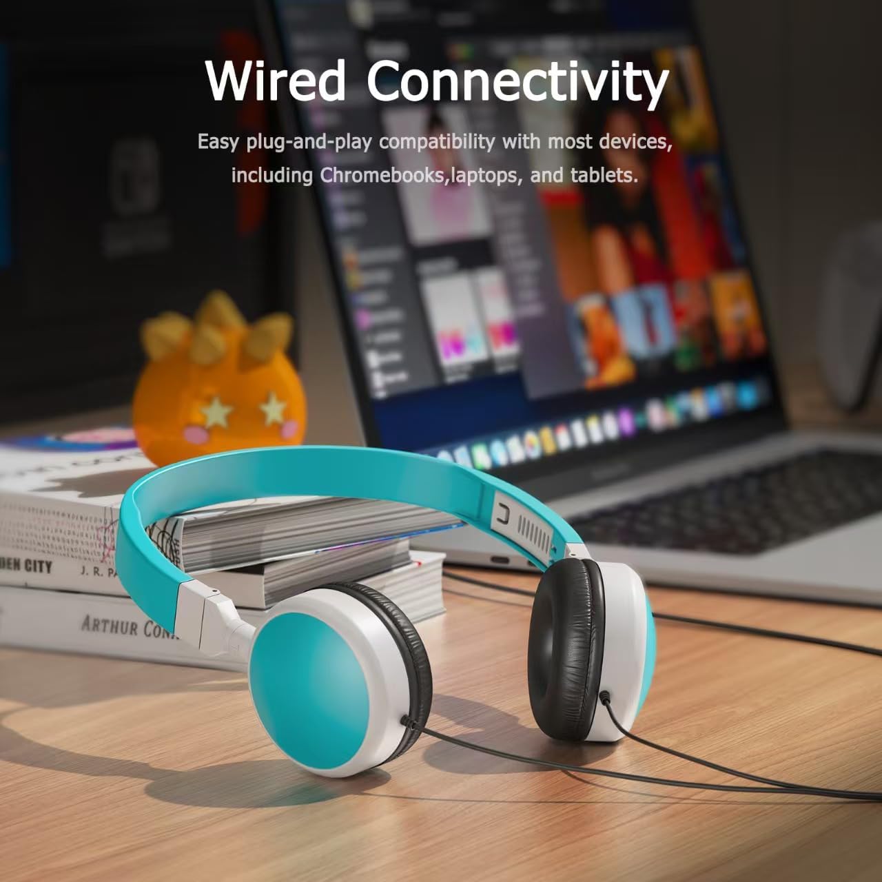 3-Pack 3.5mm Headsets Individually Wired Classroom Headphones - No Mic Kids Headphones with Jack, Multi-Color Bulk