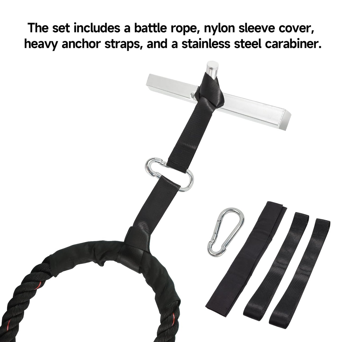 GSE Games & Sports Expert Gym Battle Rope, Heavy-Duty Workout Ropes for Indoor & Outdoor Workout, Exercise Rope for Strength Training - 30 Feet