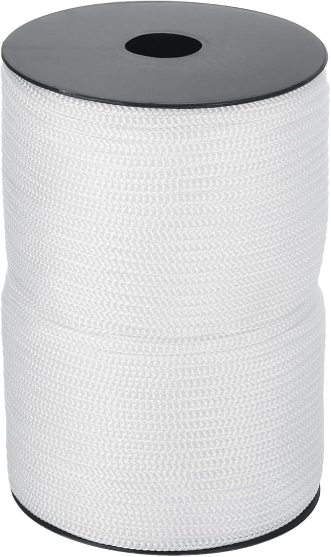 MECCANIXITY 5/32 Inch Polypropylene Rope Braided Ropes, 328ft Camping Rope Hollow Utility Cord for Clothesline, Hiking, Outdoor, White