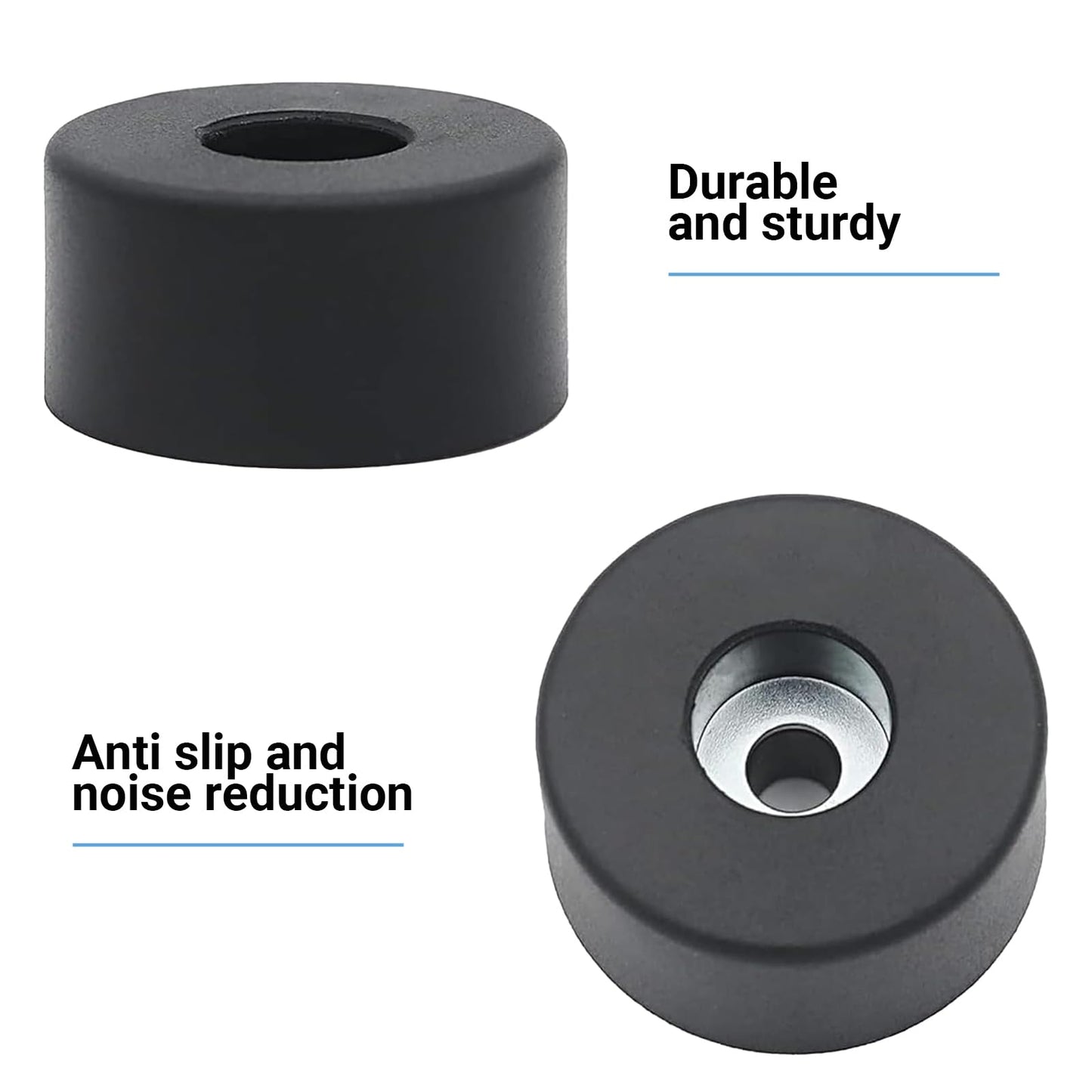 4 Pack 192310GS Anti Vibration Rubber Feet with Stainless Steel Nuts & Washers – Universal Air Compressor Isolation Pads for Generators, Pressure Washers, Speaker Cabinets, Washing Machine, Furniture