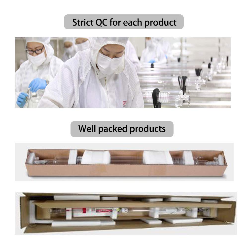 TEN-HIGH CO2 Glass Laser Tube, Unique Upgraded Version Super Easy Installation Stable Power, for Laser Engraving Cutting Machine, Length 700mm Diameter 50mm 40W (Suitable for 40~45W)