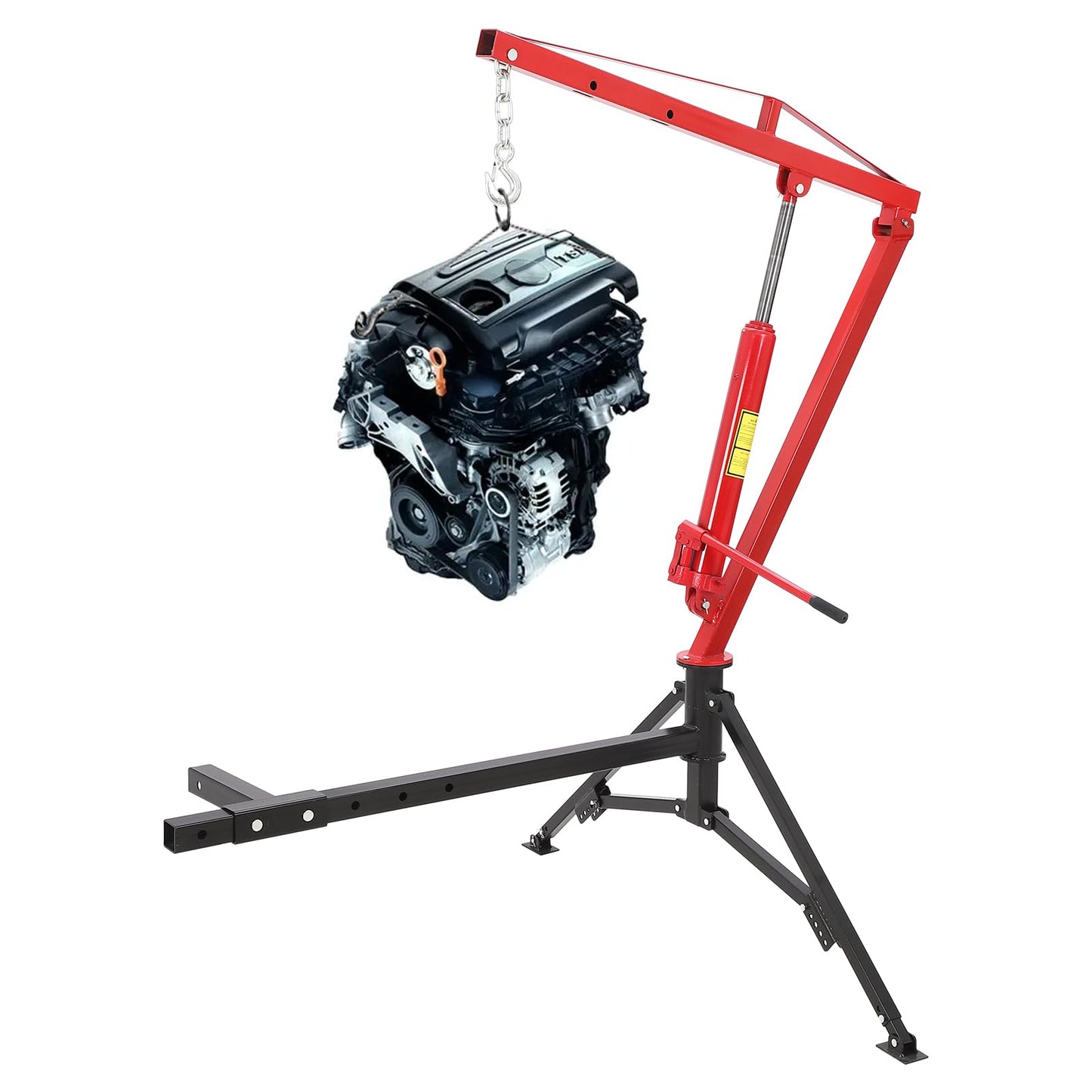 Hydraulic Receiver Hitch Crane 1000LBS Capacity, 360° Swivel Truck Lift with 3 Adjustable Settings 500/750/1000LB, No-Drill Installation for Construction, Farming & Workshop Loading