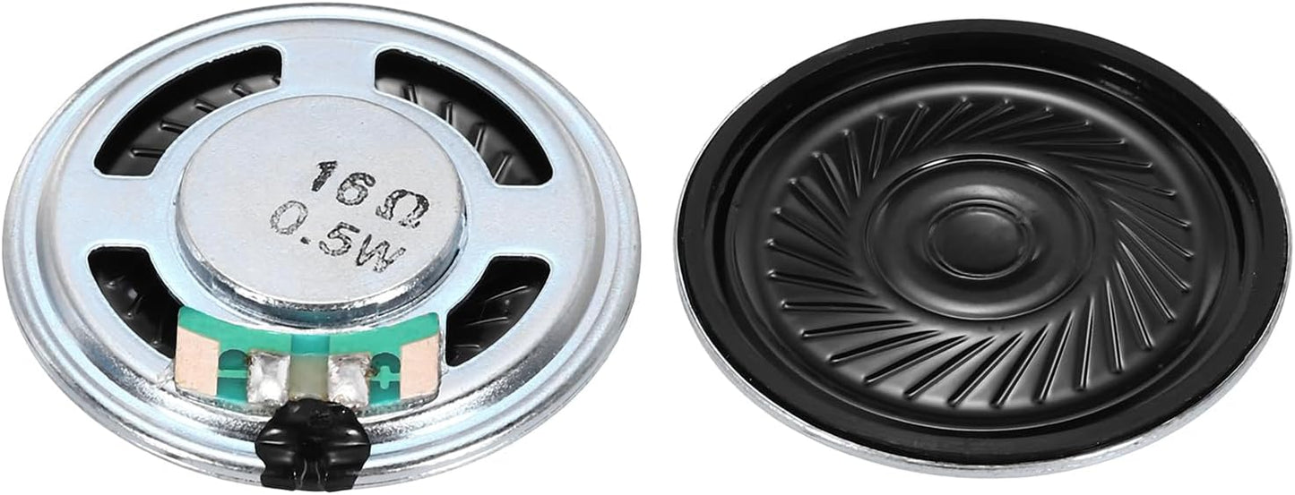 uxcell 4 0.5W 16 Pcs Ohm Small Speakers Metal Shell Round Internal Micro Magnet Speaker for Mini Speakers DVD EVD