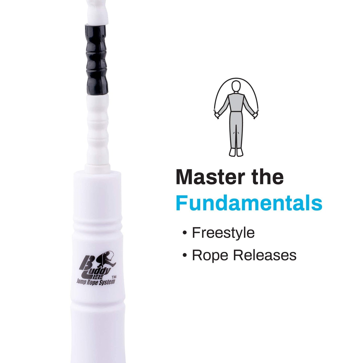 Buddy Lee Beaded Speed Jump Rope – Black/White, Bamboo Shaped Handles | Soft TPU Beads, High Density Nylon Rope | Perfect For Schools, Gym & Outdoor Jumping | Great for Rope Releases | Adults