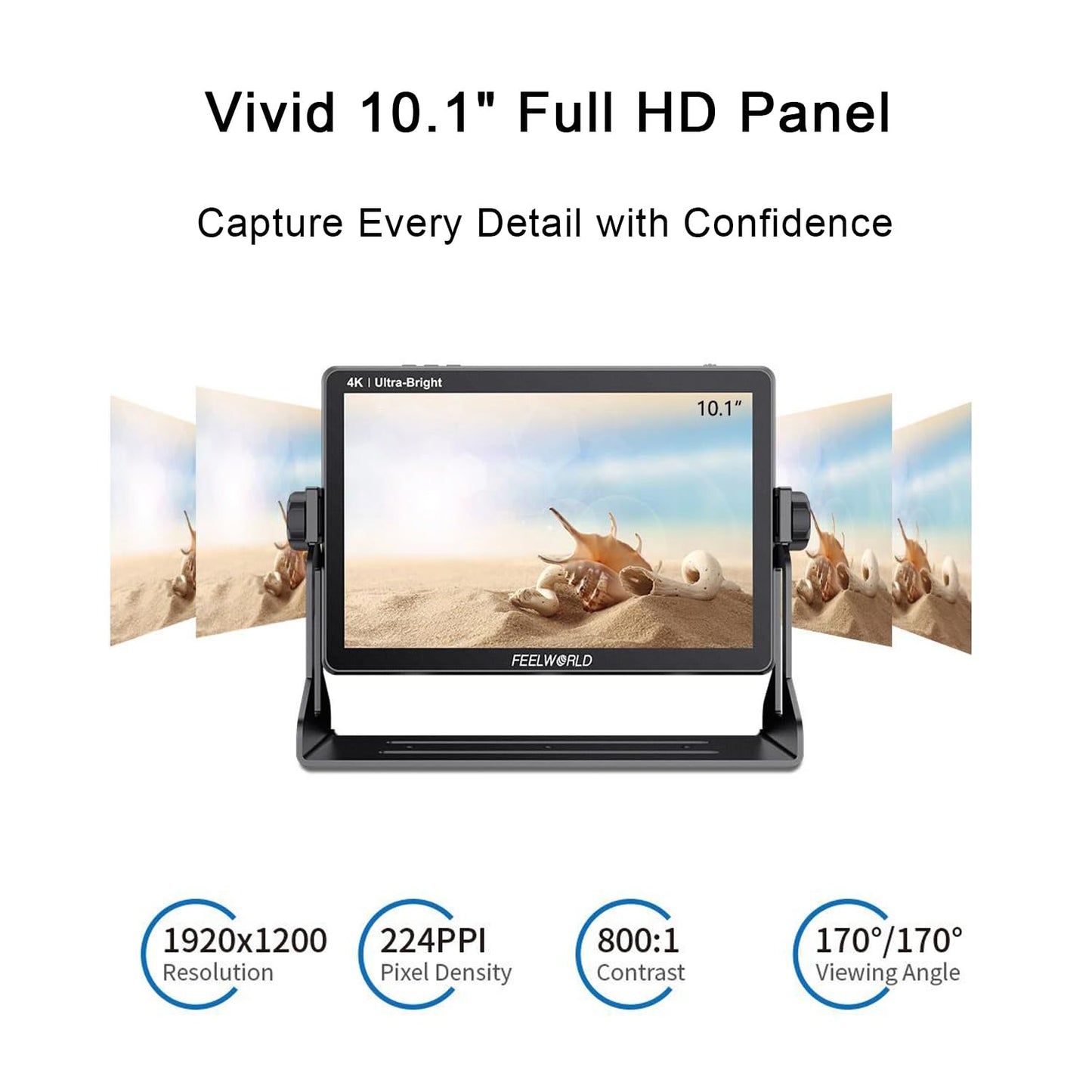 FEELWORLD LUT11H 2000nit Camera Field Monitor, 10.1 Inch 1920x1200 Touchscreen 4K 60Hz HDMI Video Monitor Screen with U-Shape Bracket, Dual Battery Slots, 3D LUT Waveform HDR Focus Peaking
