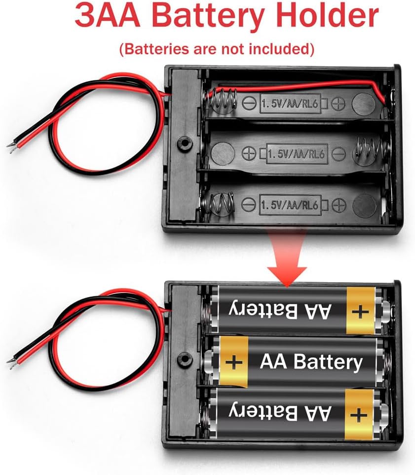 LampVPath (Pack 4 3AA 4.5V 3X 1.5V of Battery Holder with Switch, AA Battery Holder with Leads and Switch