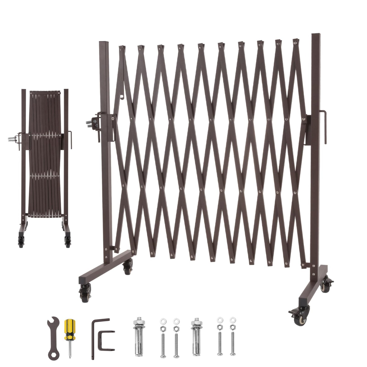 WICHEMI Expandable Driveway Gate, Retractable Gate Outdoor 10.8FT Portable Fence for Wide Openings Temporary Traffic Garage Barricade Safety Gate for Backyard