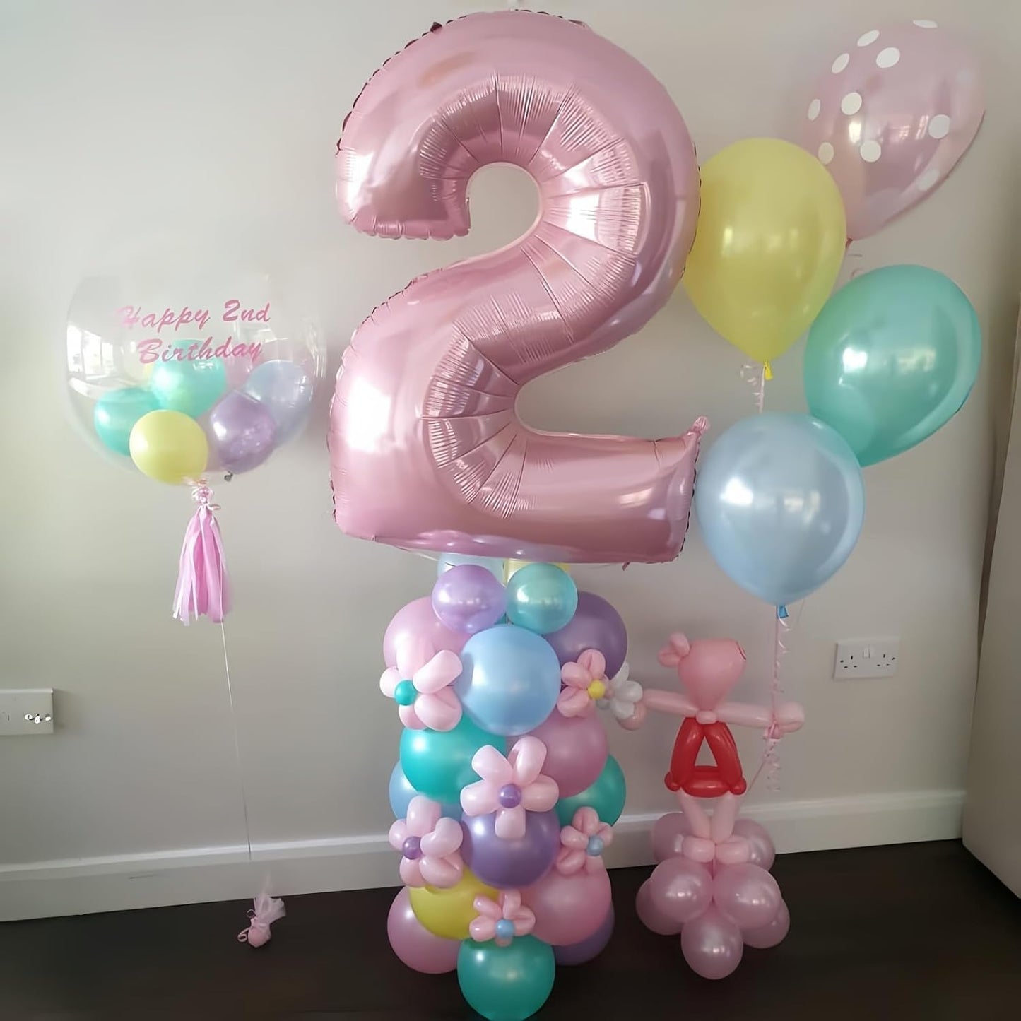 Skiennix 40-Inch Pastel Pink Number 2 Balloon - Large Foil Helium Balloon for 2nd Birthday & Graduation Celebrations
