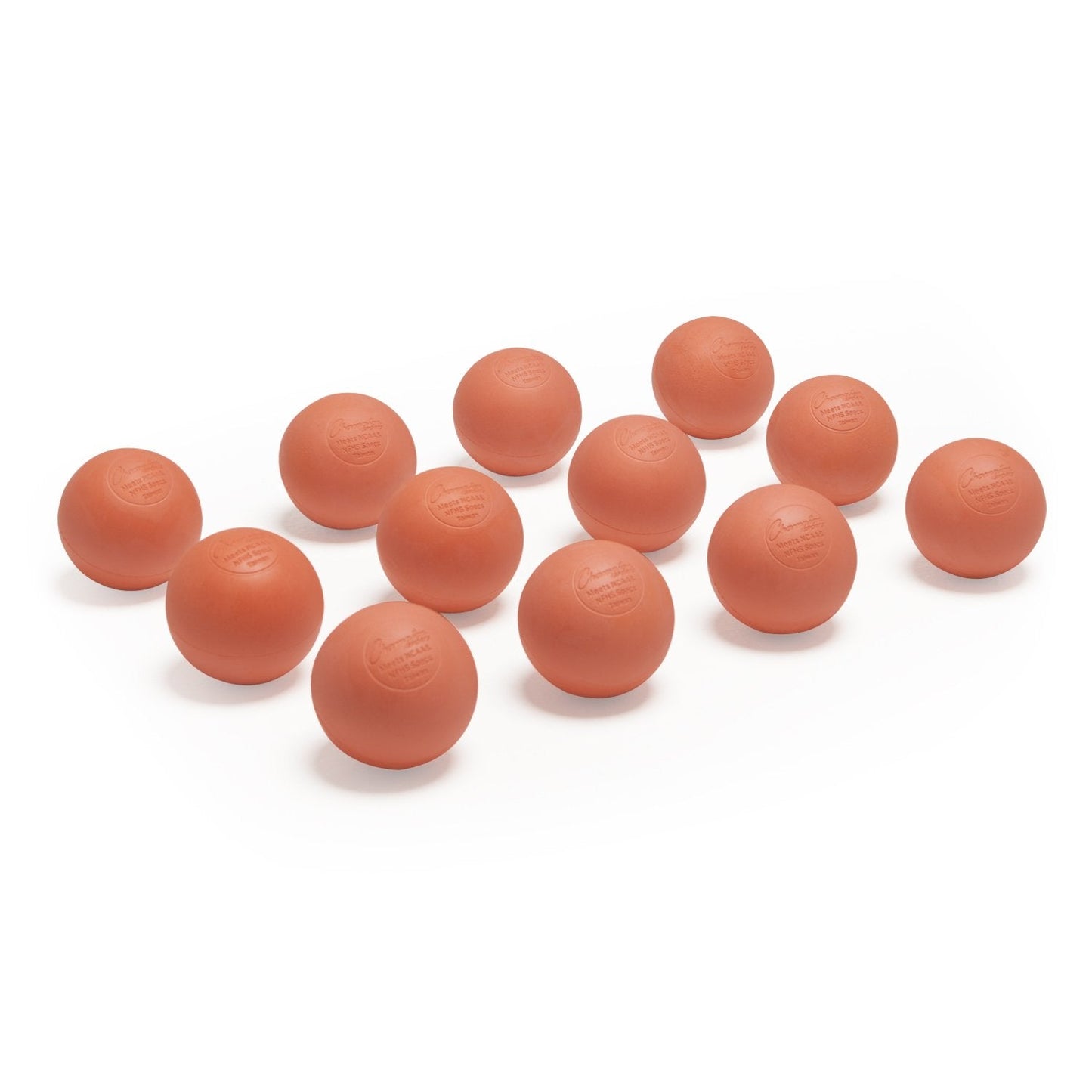 Champion Sports Low Bounce Lacrosse Balls – Official Size for Practice & Training & Indoor Play, NCAA, NHFS Certified, 12-Pack, Orange