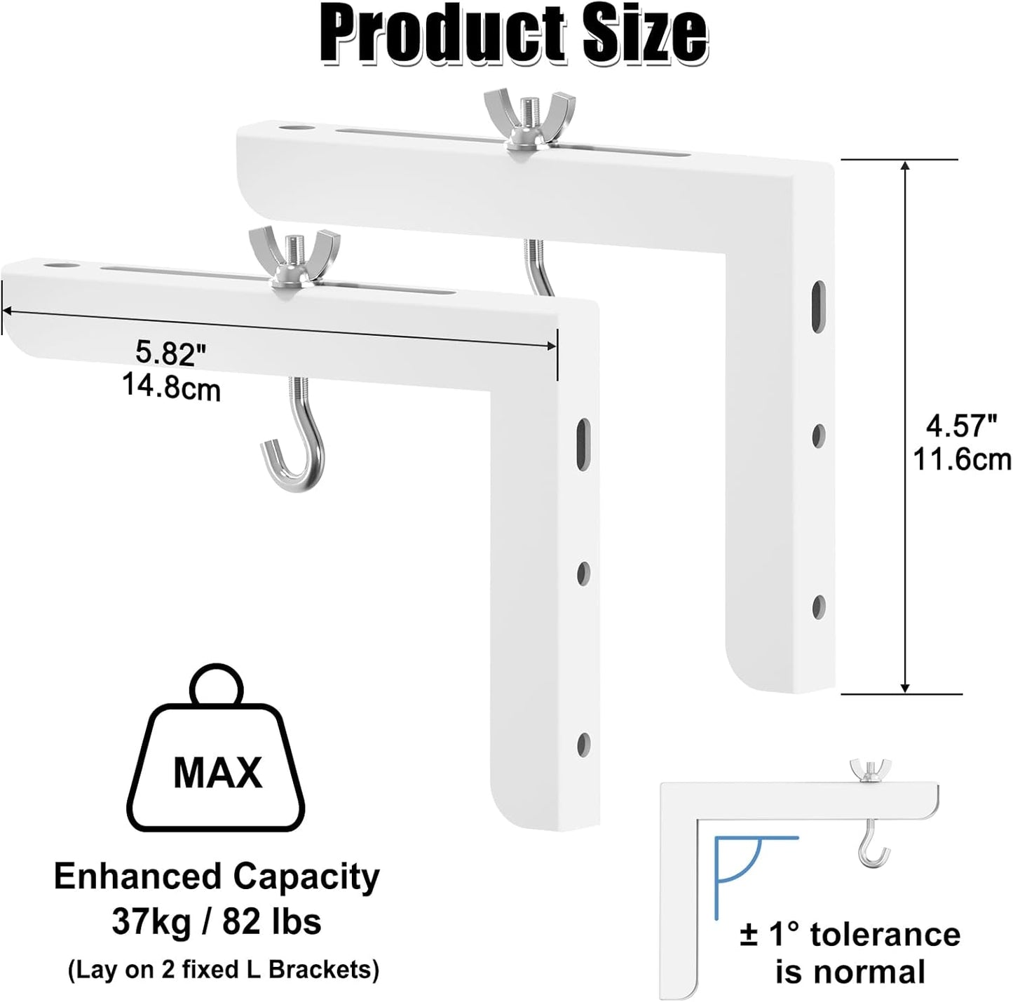 2-Be-Best 6 inch 84 lbs 38kg Universal Projector Screen Mount, Adjustable with More Hooks Projector Screen Wall Mount