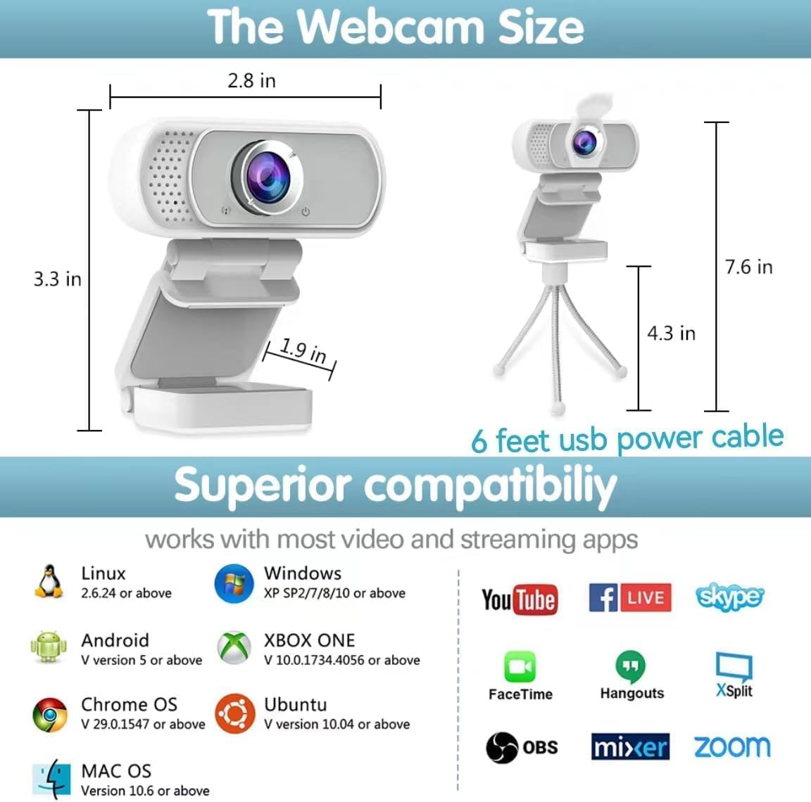 ZIQIAN 1080P 110 2,Video usb c webcam Webcam,Live Streaming Web Camera with Stereo Microphone, Desktop or Laptop USB