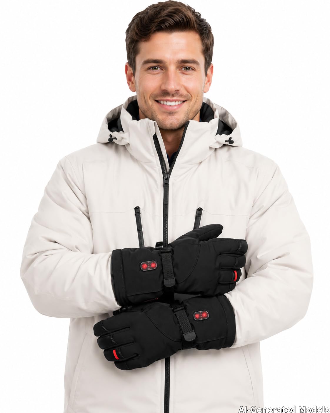CUEHEAT Heated Gloves, Palm & Back Double Heating, Winter Outdoor Windproof Warm Thick Gloves, Battery-Powered Hand Warmer (CH03, Large)