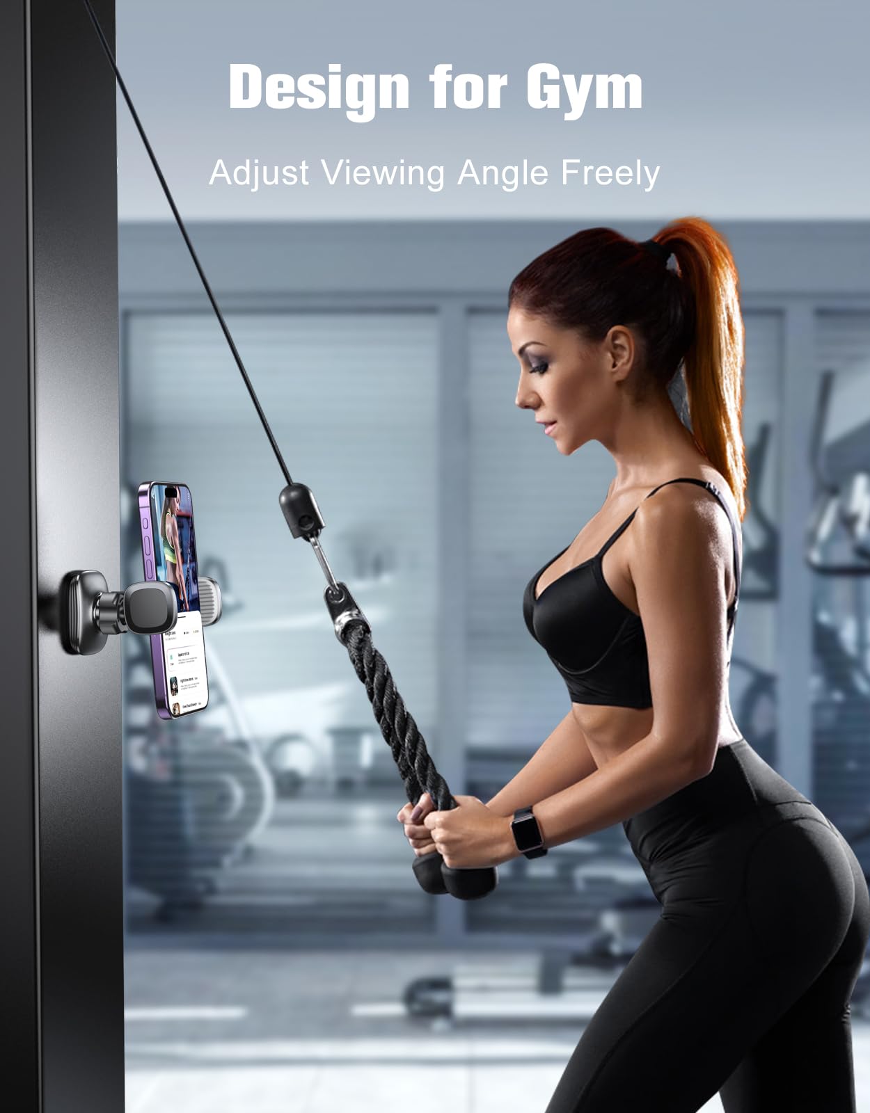 iBytoc 2026 Multi-functional Magnetic Phone Holder for Gym Golf Cart, 360° Rotatable Gym Phone Holder Camera Bracket Workout Record, or Any Metal Surface, Gym Magnet Phone Mount Fits for 4.7-7" Phones