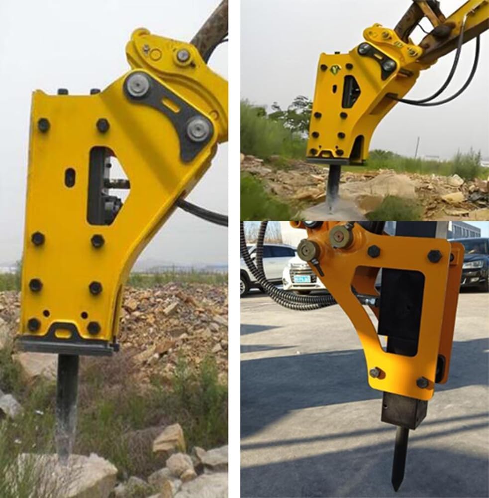 Danett 0.8-3Ton Mini Excavator Hydraulic Hammer Breaker – High-Performance Demolition Tool with 2 Chisels, Nitrogen Kit & Hydraulic Hoses for Concrete, Rock, Frozen Ground