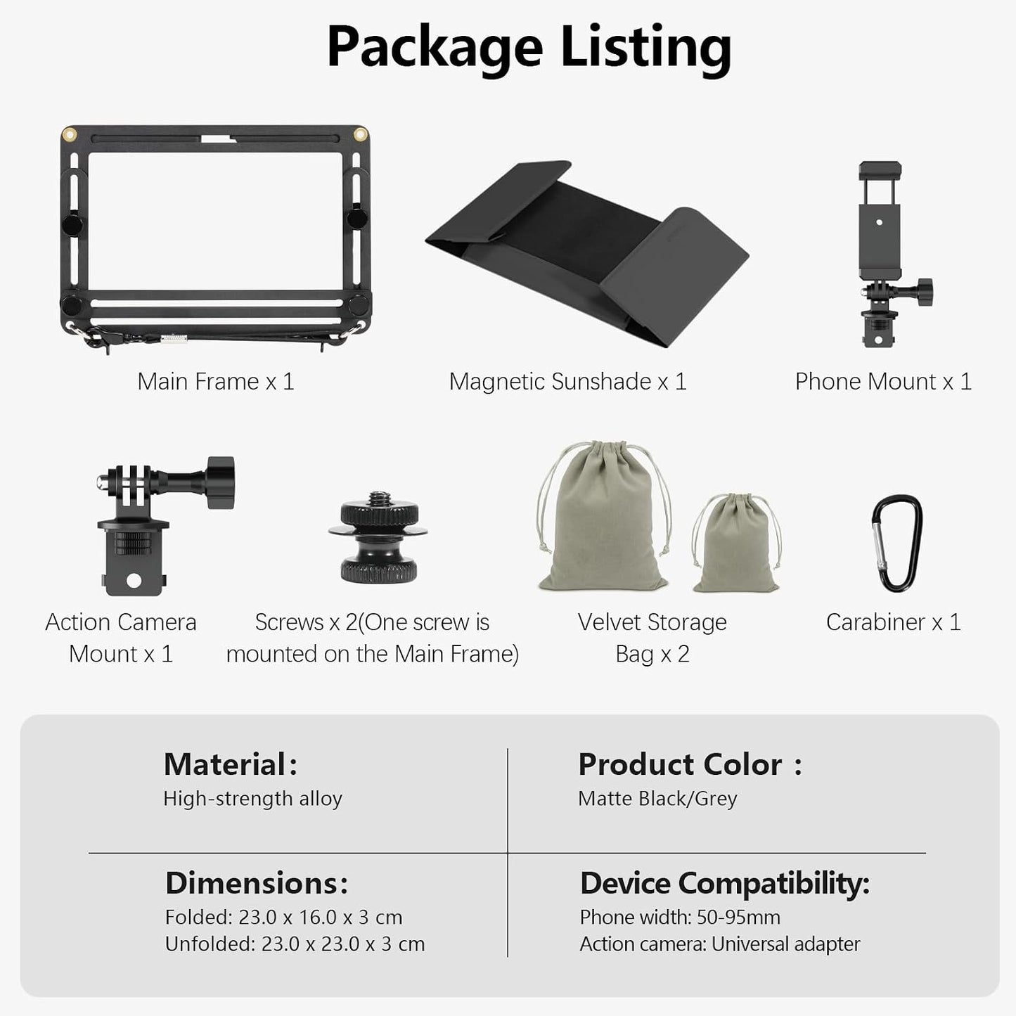 AMAZEAR Phone Fence Mount with Magnetic Shade, Action Camera Fence Mounting Kit for iPhone Samsung Mevo Start Go Pro