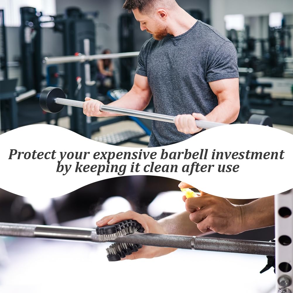 AHANDMAKER 2 pcs Barbell Brush for Cleaning Bars, Flexible Cleaner Metal Brush Barbell Cleaning Brush Scrubber Barbell Care Kit for Cleaning Training Strength Weighted Bars