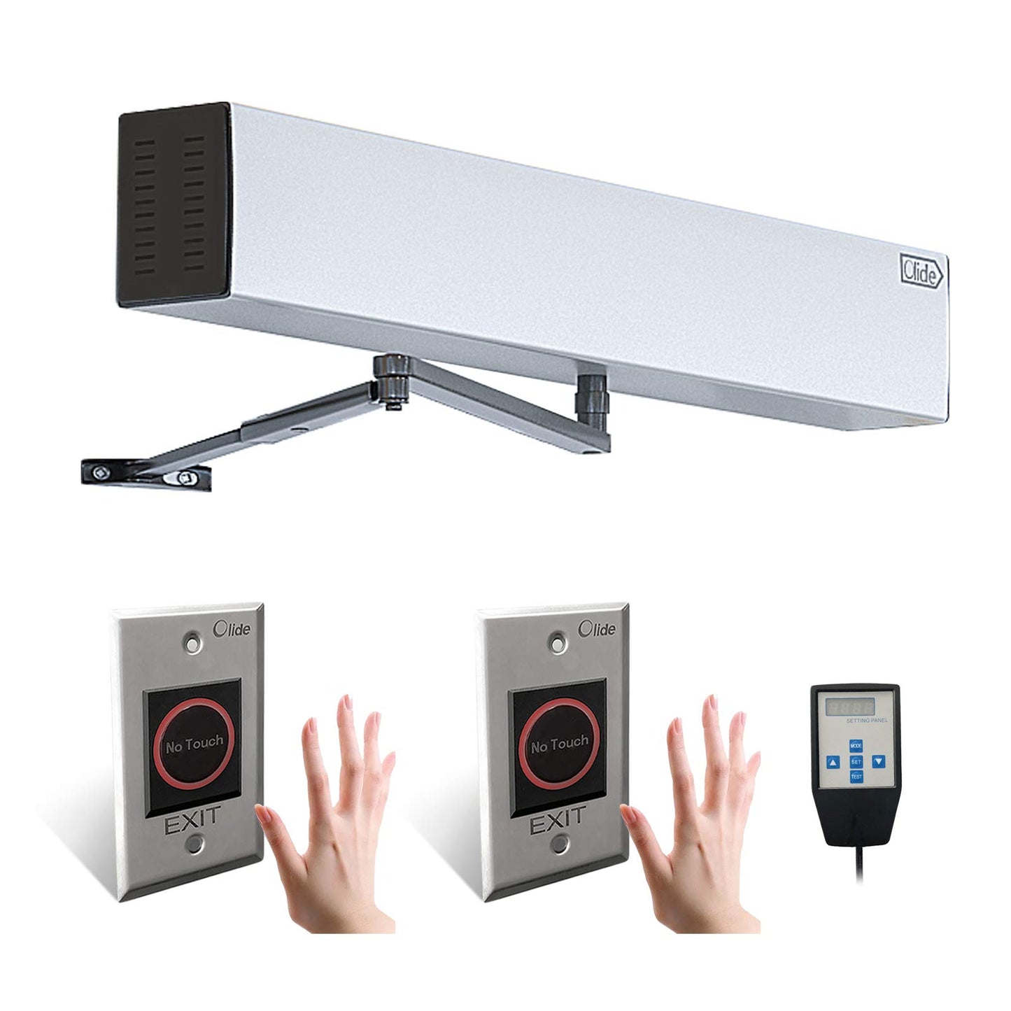 Olideauto Touchless Commercial Door Opener Automatic with 2pcs 304 Stainless Steel Touchless Hand Sensor