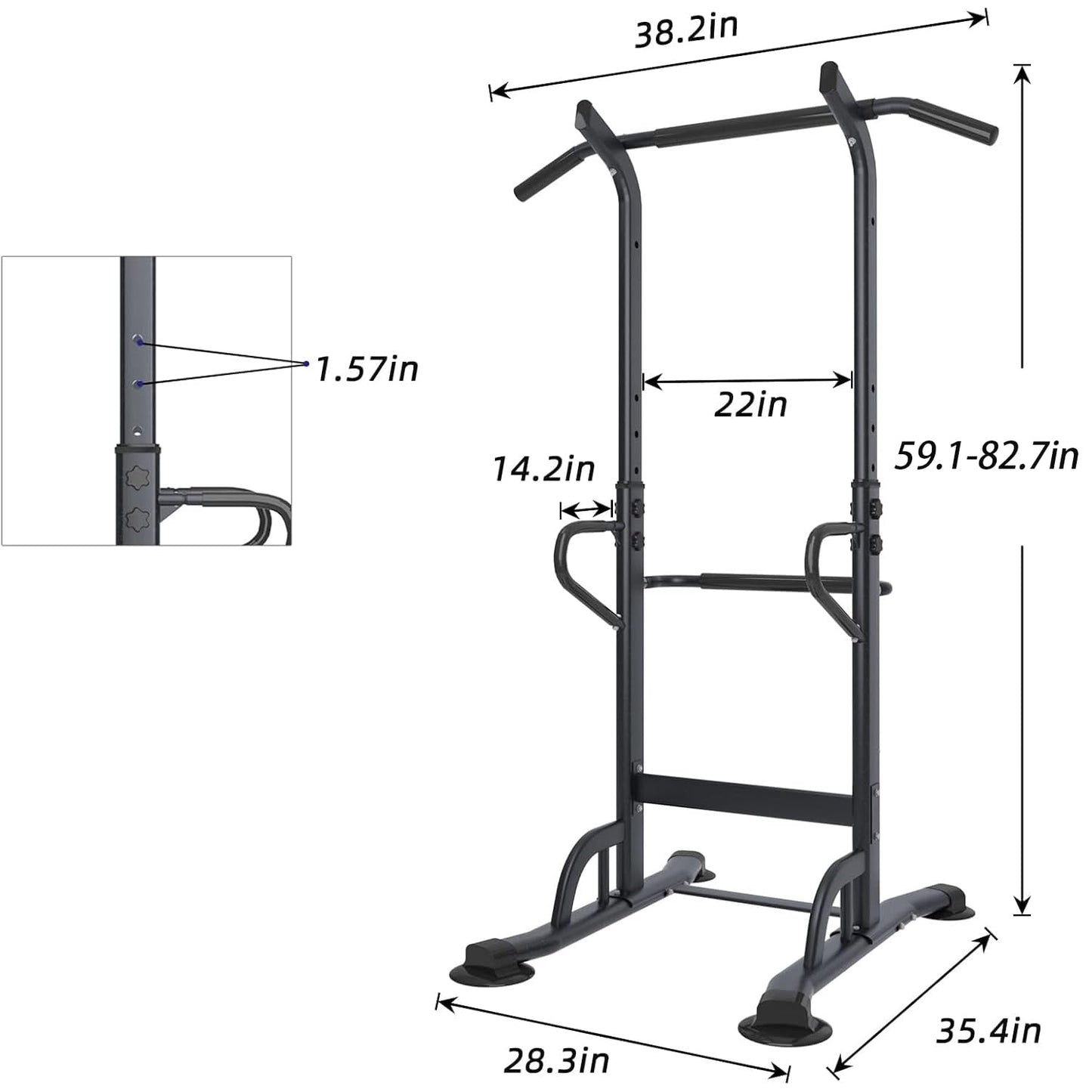 soges Power Tower Pull Up Station, Adjustable Multi-Function Dip Station Home Gym, Strength Training Pull-Up Bars for Full Body Workout, Power Tower Dip Station Pull Up Bar with 11 Height Levels