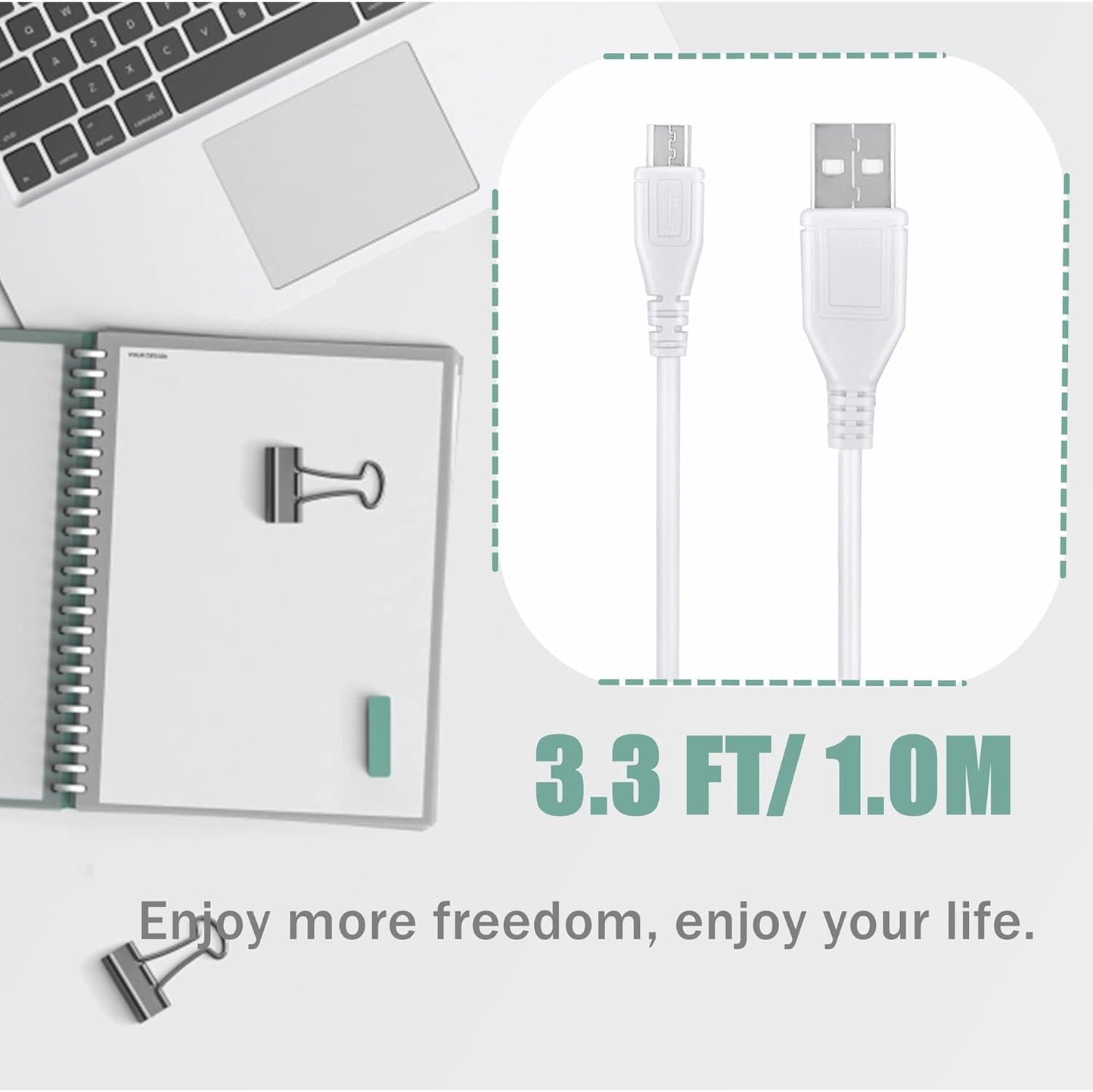 CJP-Geek 5ft S-100 White Micro USB Power Charging Cord Cable Lead Replacement for Sound Oasis White Noise Machine