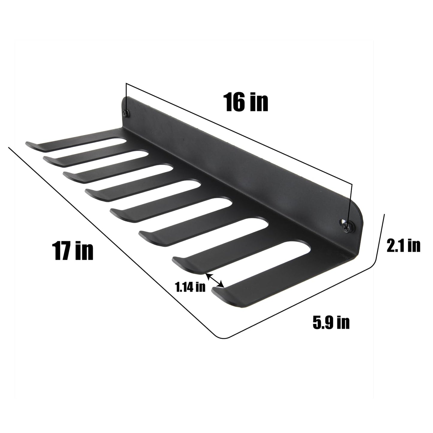Performance Seven Bars Holder Storage,Custom Powder Coated HEAVY-DUTY STEEL Mount Wall Rack Storage Rack,Weight Room Organizer with 8 Wall Hooks for Exercise Bands Jump Ropes Chains Lifting Belts 3mm Black 8 Tooth