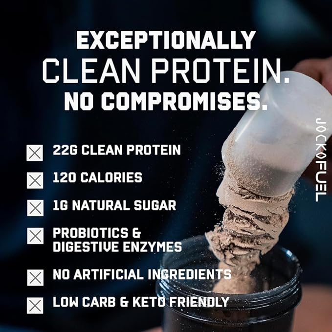 Jocko Fuel Mölk Whey Protein Powder 22g Protein - 95mg of Caffeine - Low Sugar Monk Fruit Blend - Muscle Recovery & Growth, Packaging May Vary (28 Servings, Coffee & Donuts)