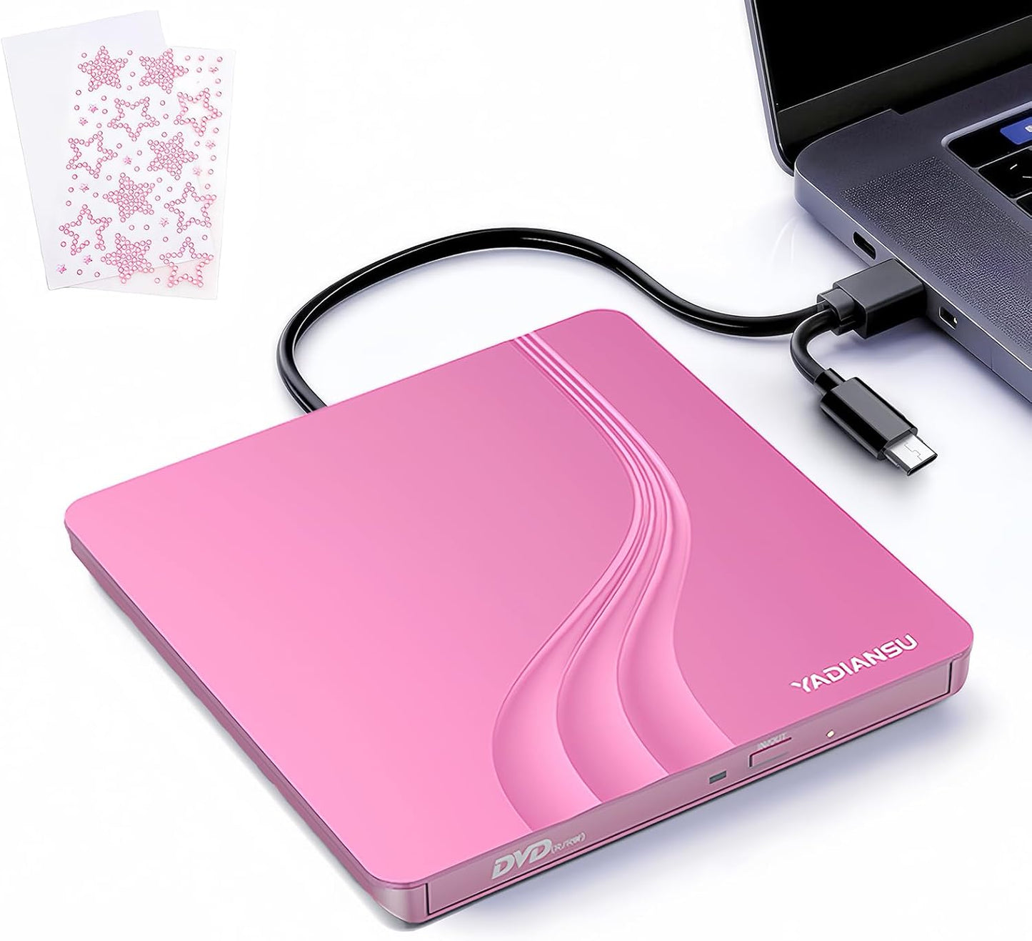 YADIANSU 0.5 3.0 11/10/8/7, External CD DVD Drive, Ultra Slim USB Type-C DVD Player, CD DVD+/-RW Optical Drive