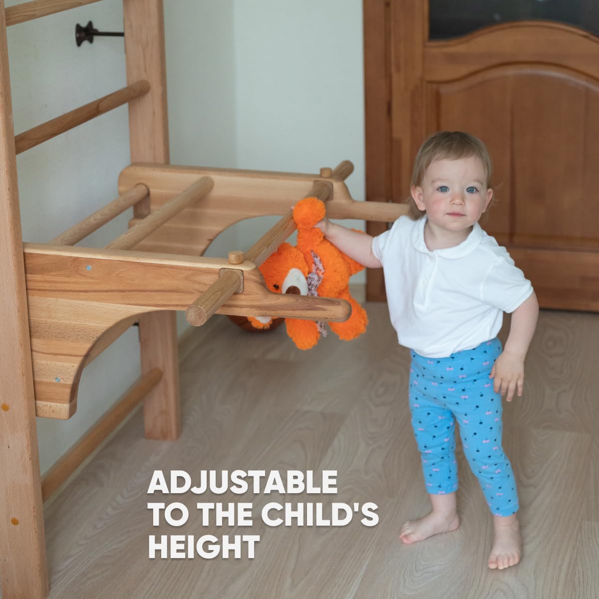 Swedish Ladder Wall Stall Bars for Kids and Adults, made of Solid Beech Wood, Withstands Loads up to 880 lbs, with Removable Pull-Up Bar, Dip Bar, Gymnastics and Exercise Indore Gym