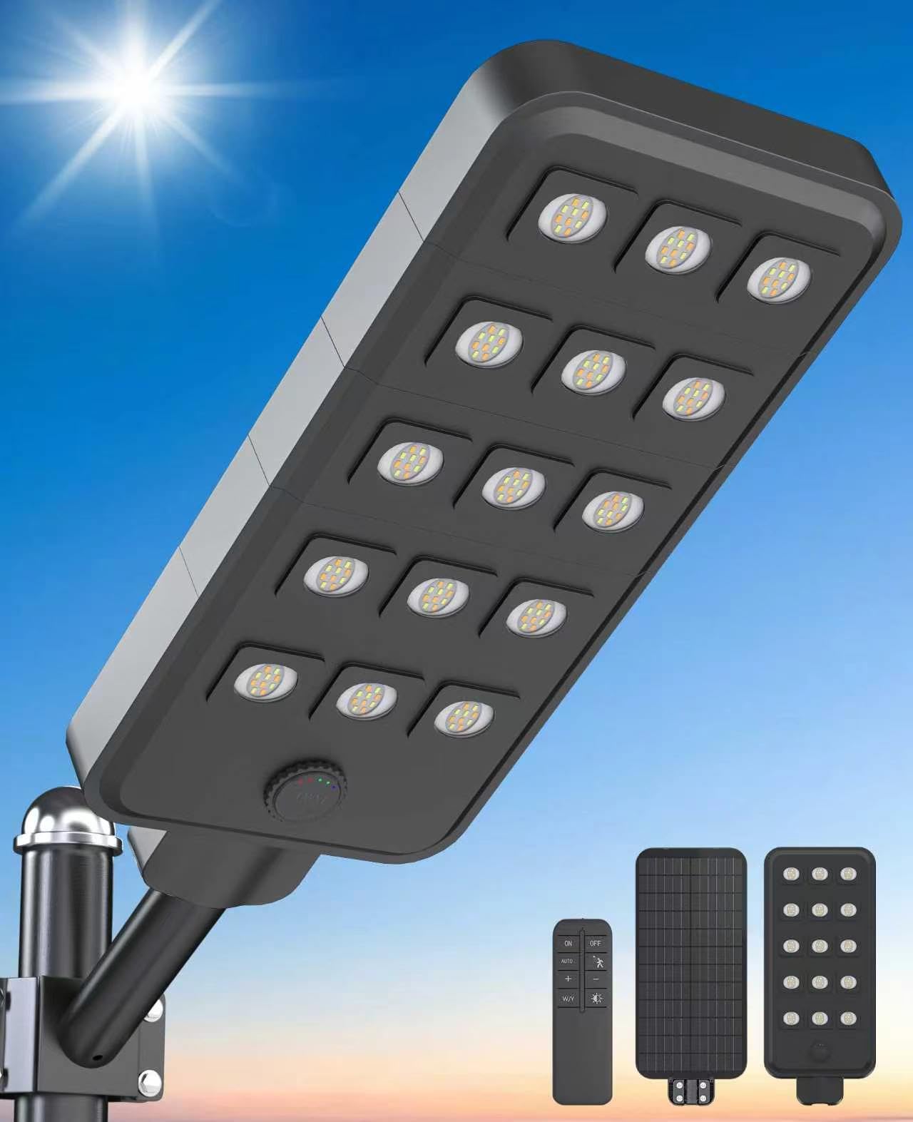 JAYNLT X-15000W Solar Street Lights Outdoor, Ultra-Large 3000K/4000K/6500K Commercial Parking Lot Lights Dusk to Dawn,IP67 Waterproof Solar Power Flood Security Light for Parking Lot,Garage