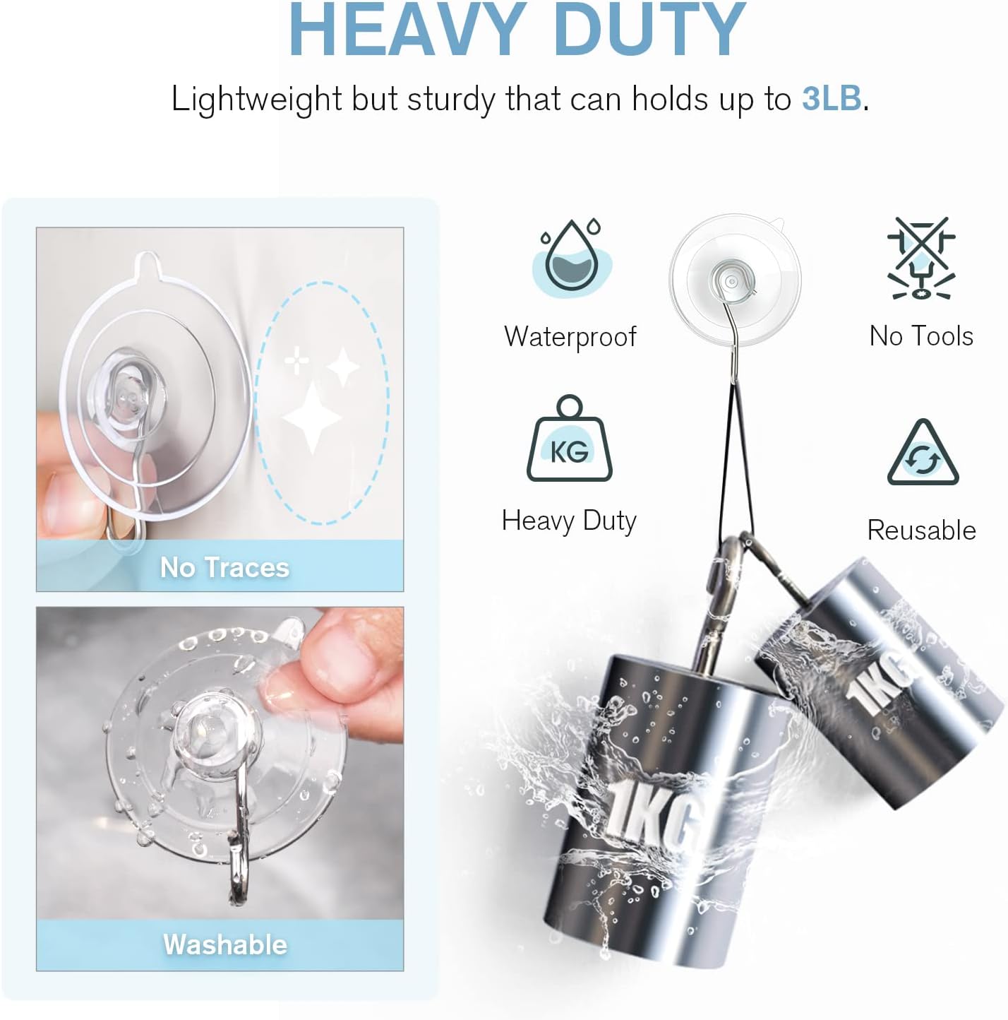 VIS'V Suction Cup Hooks - 2 Large & 12 Small Metal Hooks for Strong Hold | Home Organization