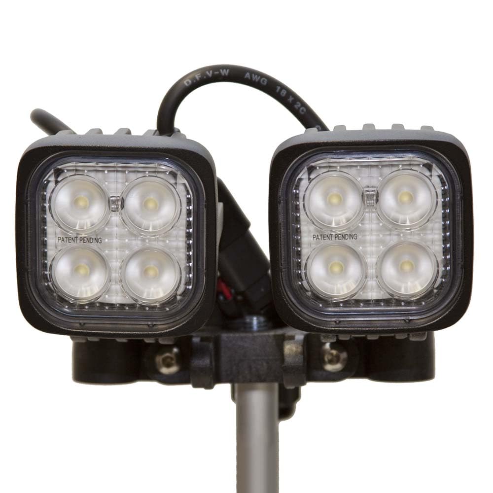Plasticade Flagger Lighting Station & Work Area Light, 4,000 Lumens, Portable, Waterproof Case, Adjustable Heads, 8-Foot Light Elevation, Temporary Construction in Any Weather