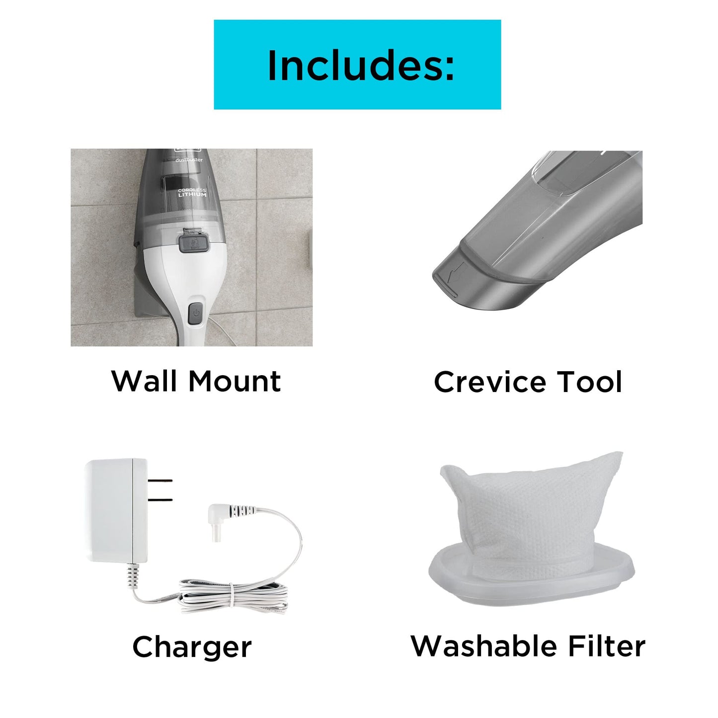COMFEE' Countertop Dishwasher & BLACK+DECKER dustbuster QuickClean Cordless Handheld Vacuum, White (HNVC215B10)