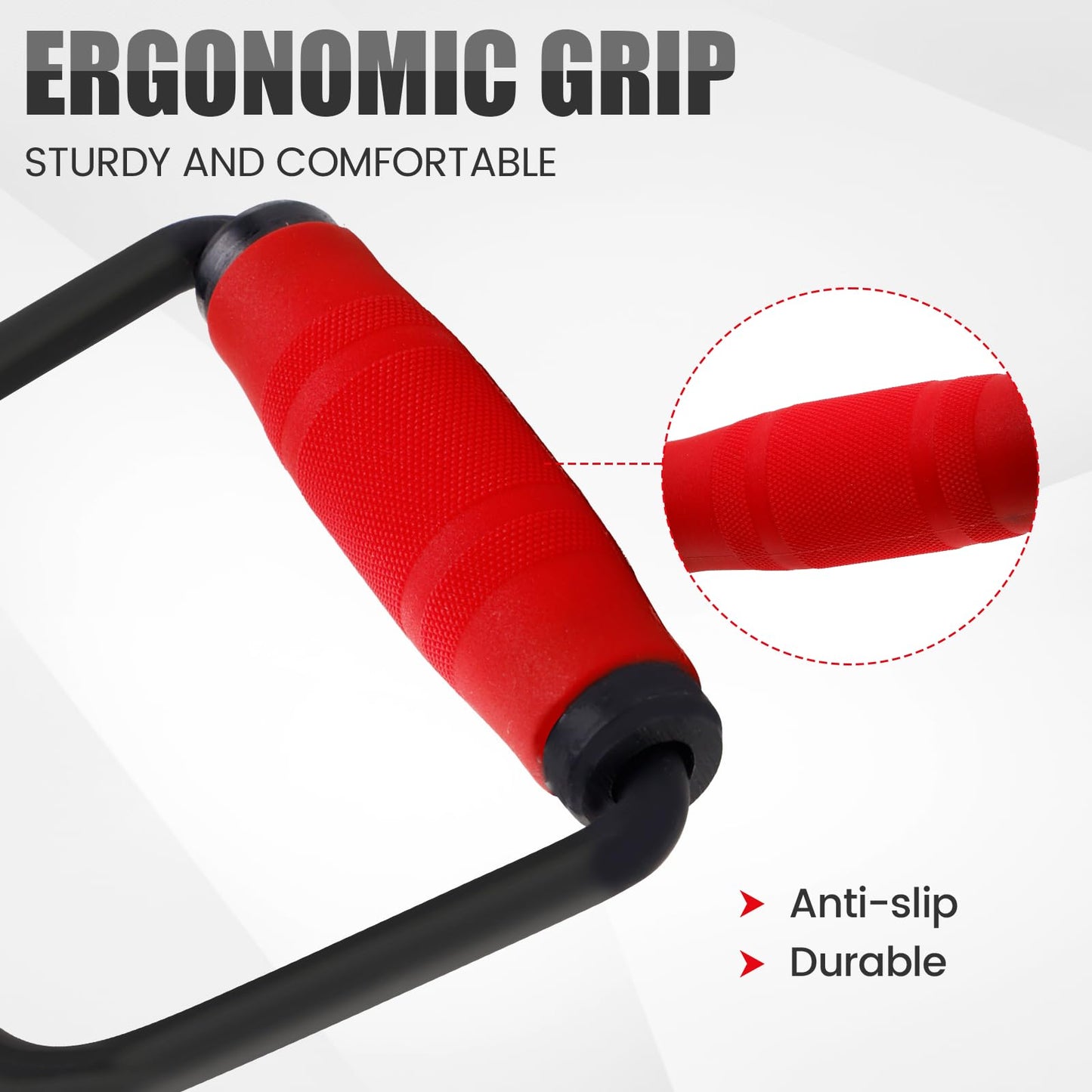 E.T.ENERGIC D Handle Bar with PU Grip, Environmentally Odorless, 360° Rotating LAT Pull Down Bar Cable Machine Attachment for Weight Workout Tricep Pull Down Attachment for Gym Home, Black+Red