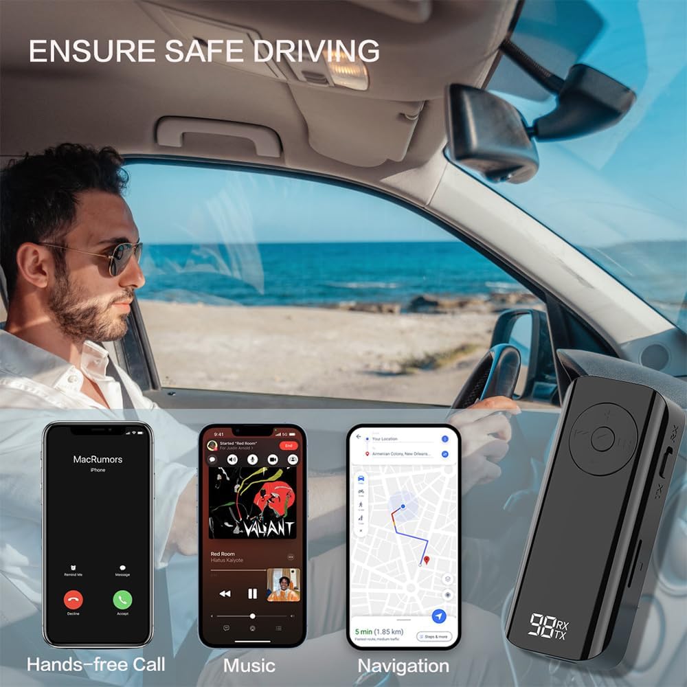 Senkiila Car,5.3 2 1,3.5mm Bluetooth AUX Adapter for Wireless Transmitter and Receiver in AUX Bluetooth Car