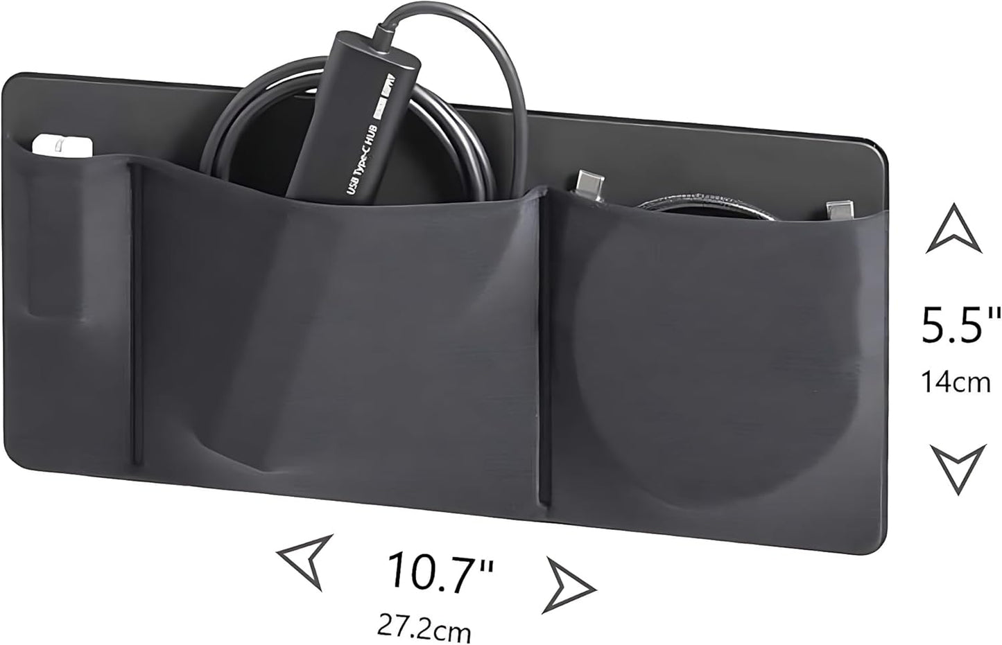 AMOZIFY 3-Pocket Organizer, Mouse Holder for Laptop Stick On, Adhesive Pouch & External Hard Drive Sleeve, SSD Storage