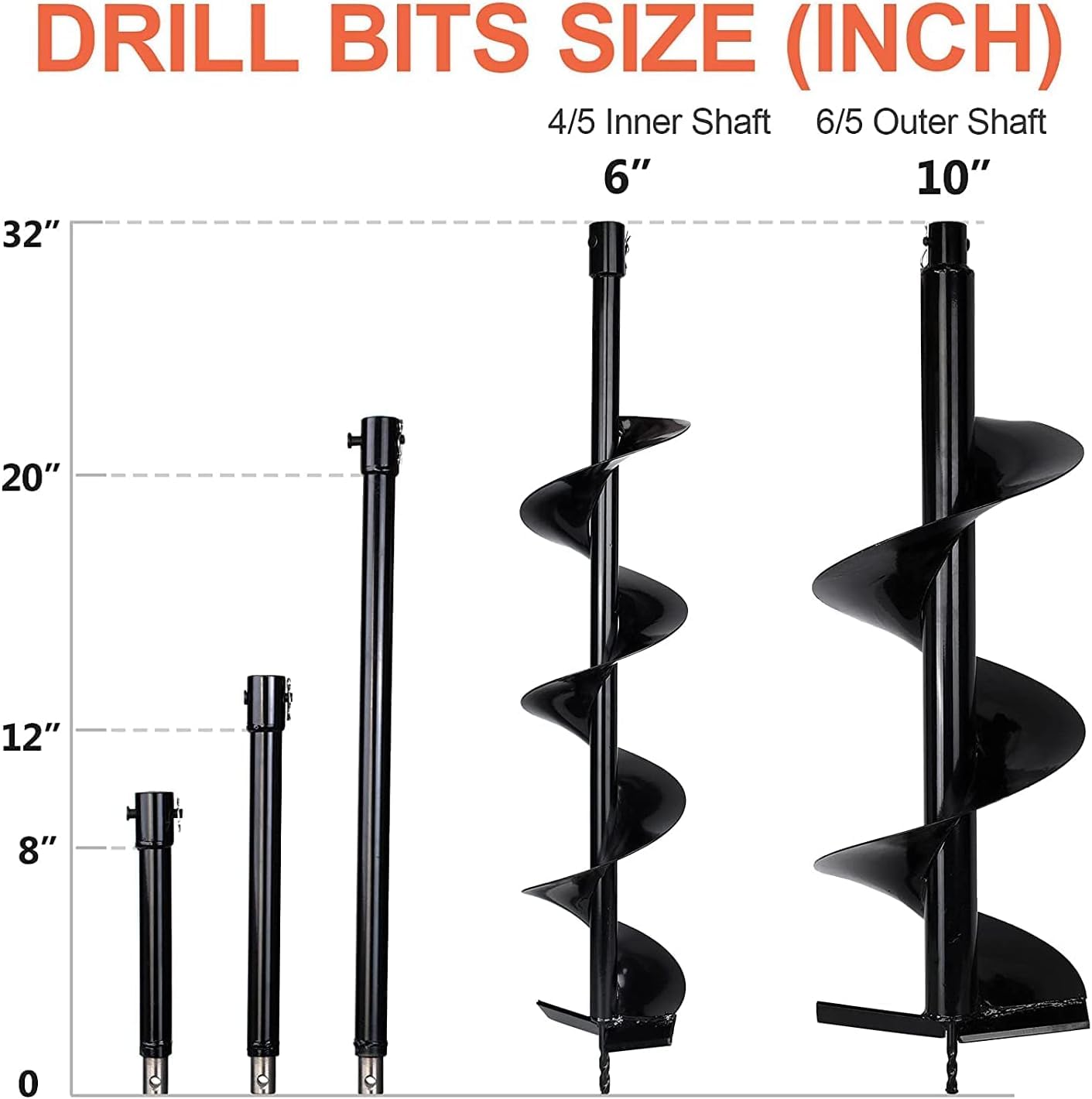 DC HOUSE Post Hole Digger, 52cc 1800W Gas Powered Earth Auger Earth Digger, Auger Post Hole Digger with Two Drill Bit 6" & 10" and Extension Rods, for Fence, Farmland and Garden, EPA Certified