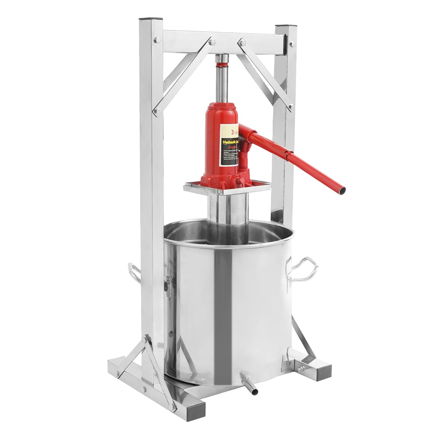 Fruit Press, 3.2 Gallon Food Grade Stainless Steel Cider Press with Hydraulic Jack Manual Grape Wine Making Supplies and Equipment Fruit Crusher for Home, Restaurants
