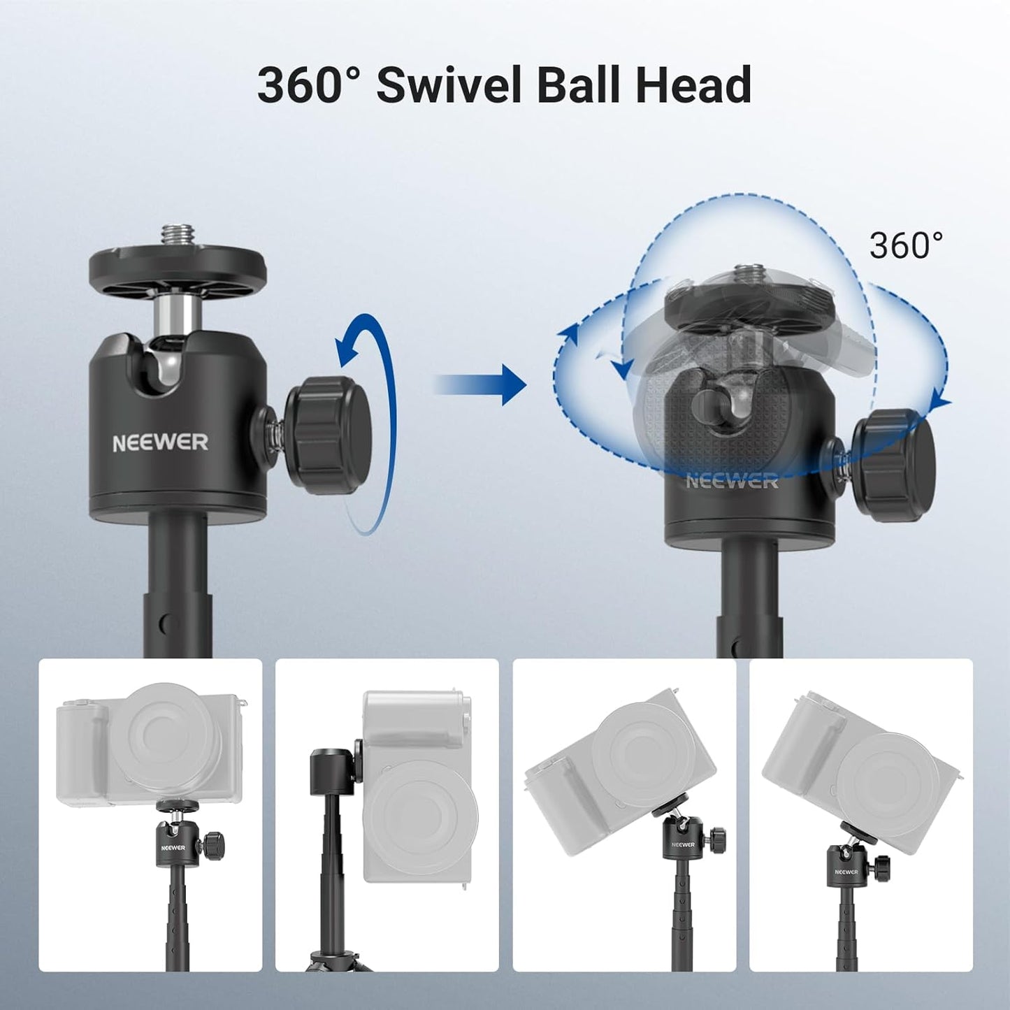 G7X ZV-1 RX100 A6400 A6600 DT001 NEEWER Basics Extendable Selfie Stick Tripod, Metal Portable Stand Handle Grip