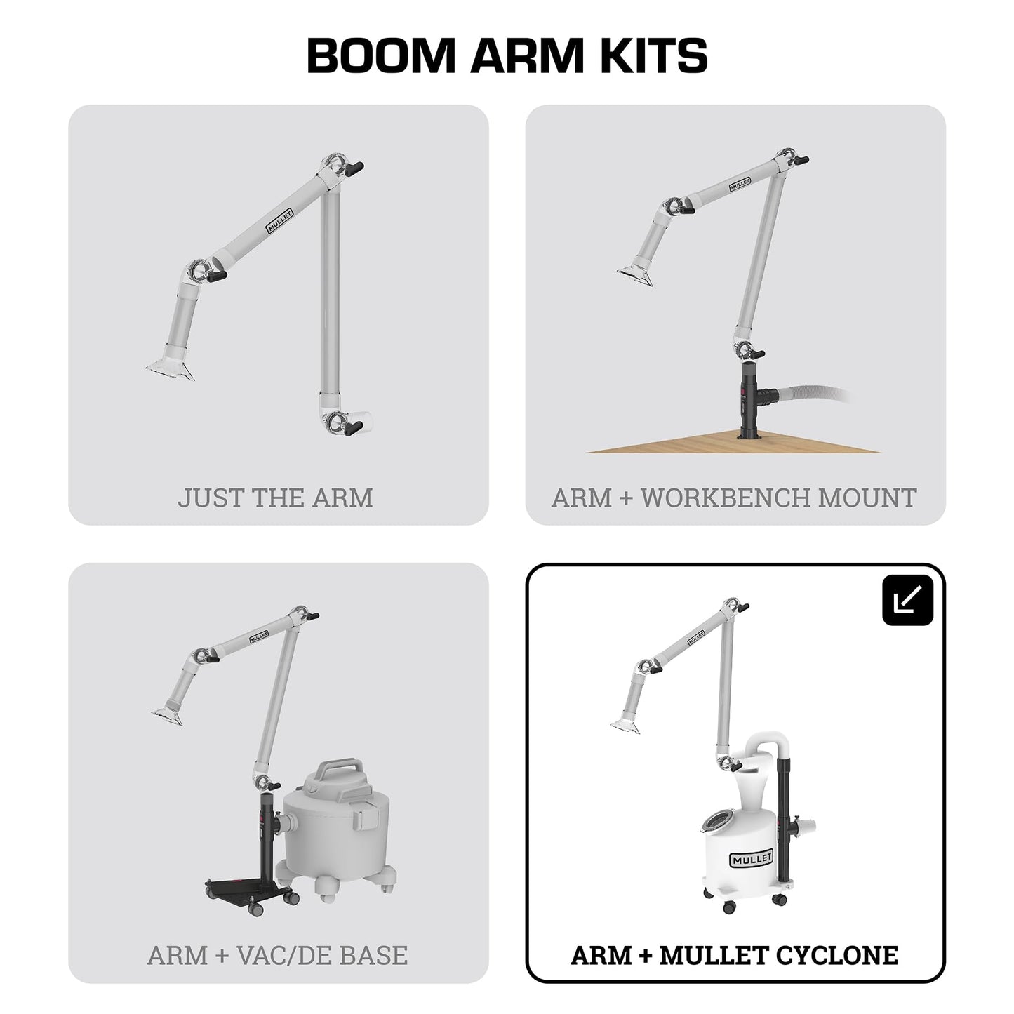 Mullet ThirdHand Dust Collection Boom Arm (Boom Arm + Cyclone)