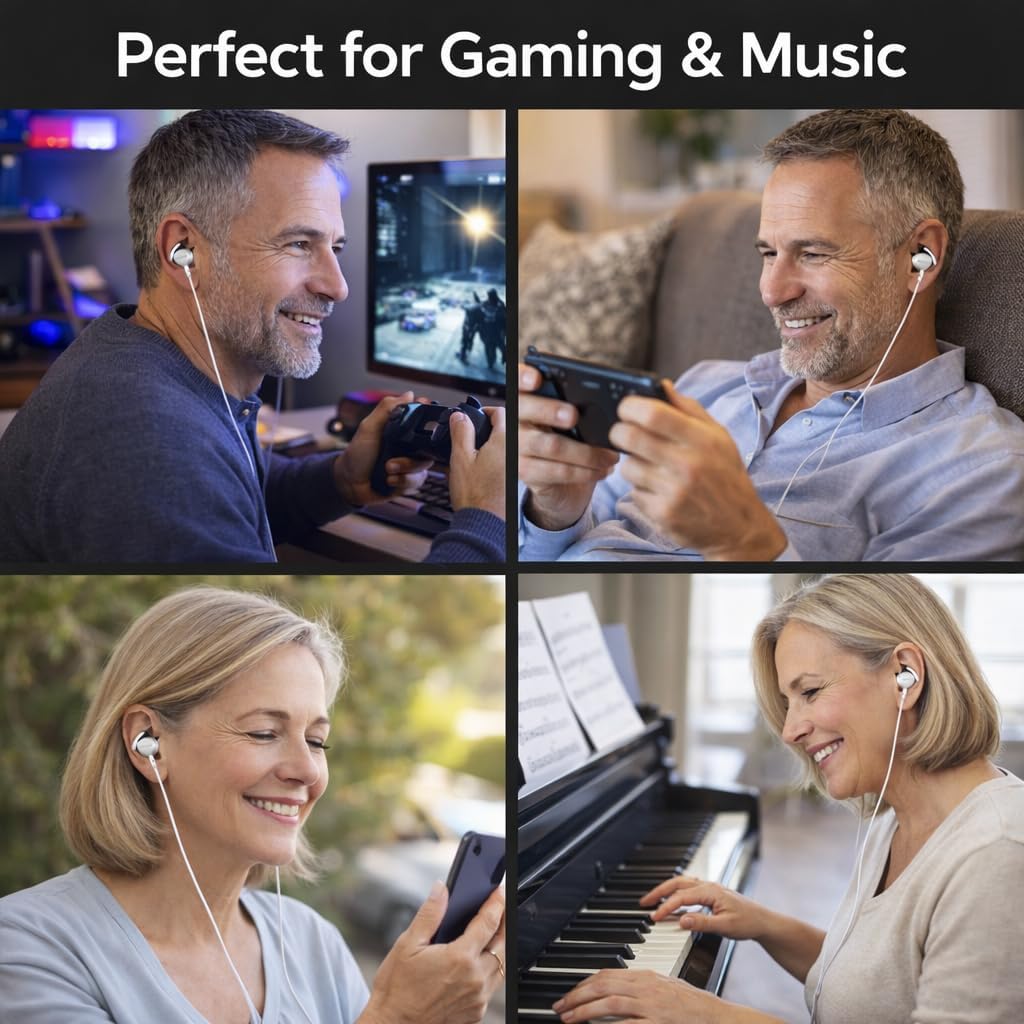 BQRTUIO 10mm 3.5mm Wired in-Ear Earbuds with Microphone, Hi-Fi Sound, Noise-Isolating Fit, Drivers, Jack for Phone