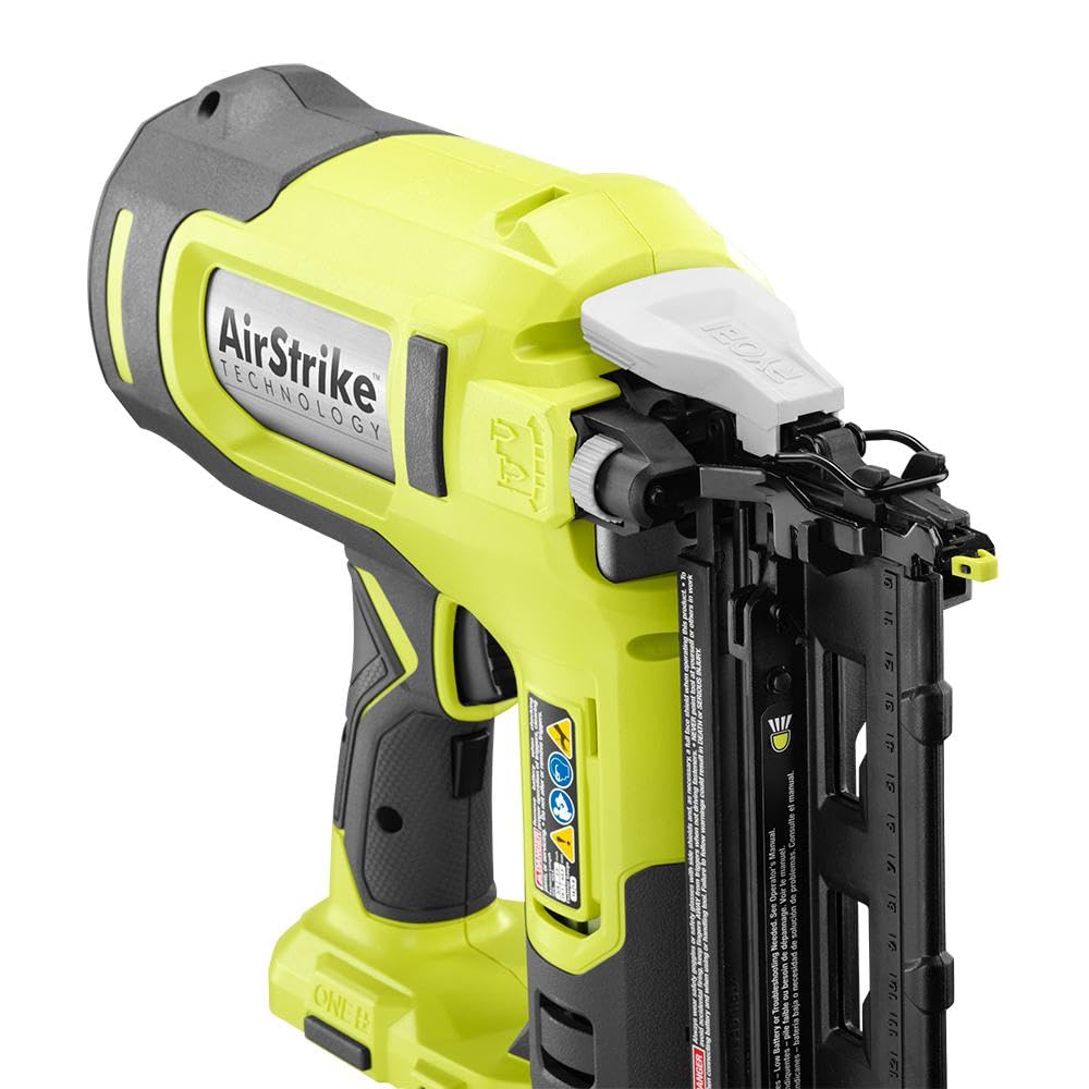 RYOBI ONE+ 18V 16-Gauge Cordless AirStrike Finish Nailer (Tool Only), P326, Green