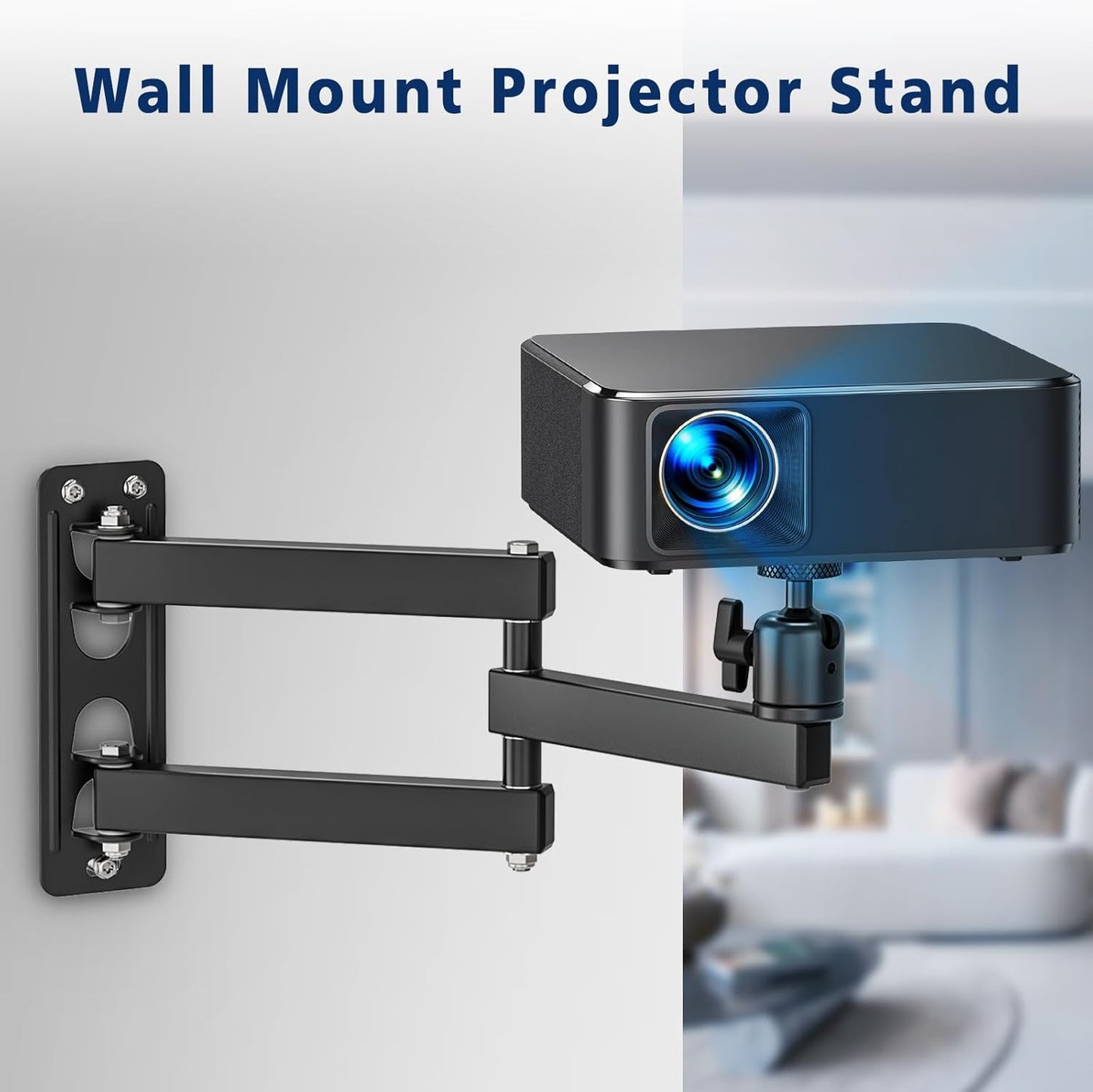 JUBOR 360 1/4" Projector Wall Mount, Rotation Adjustable Projector Webcams Stand with Ball Head, Devices Bracket Holder