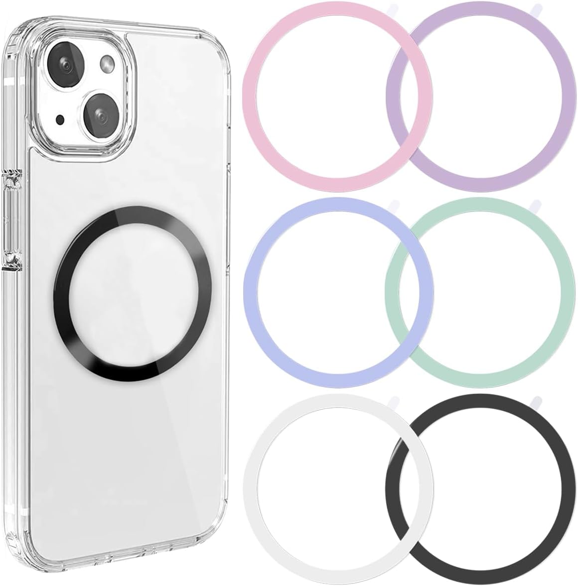CKANDAY 6 16/15/14/ Colors Universal Metal Rings Compatible with Magsafe Magnetic Wireless Charger, Adapter Ring