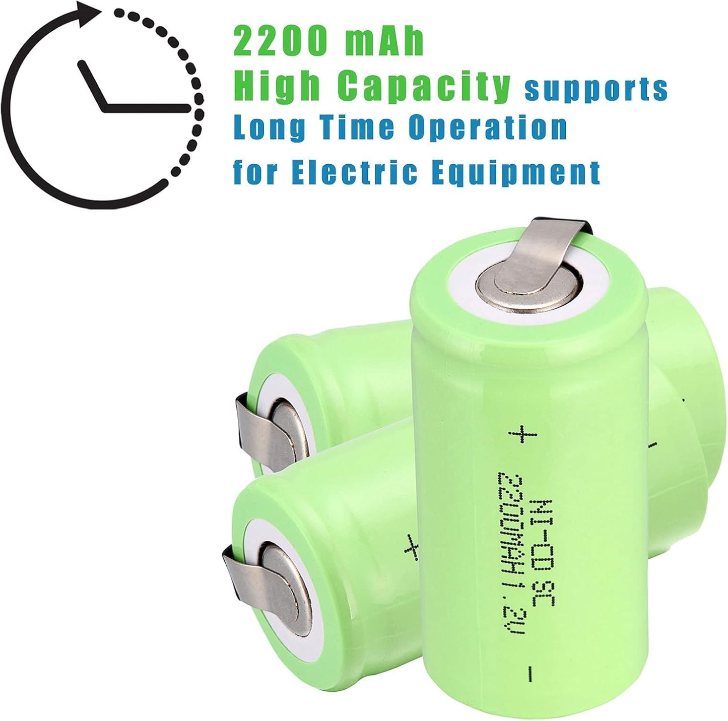 anmas rucci 1.2V 2200mAh 16-Pack Odstore Ni-Cd Rechargeable C Battery Sub C Batteries C Size (Green)
