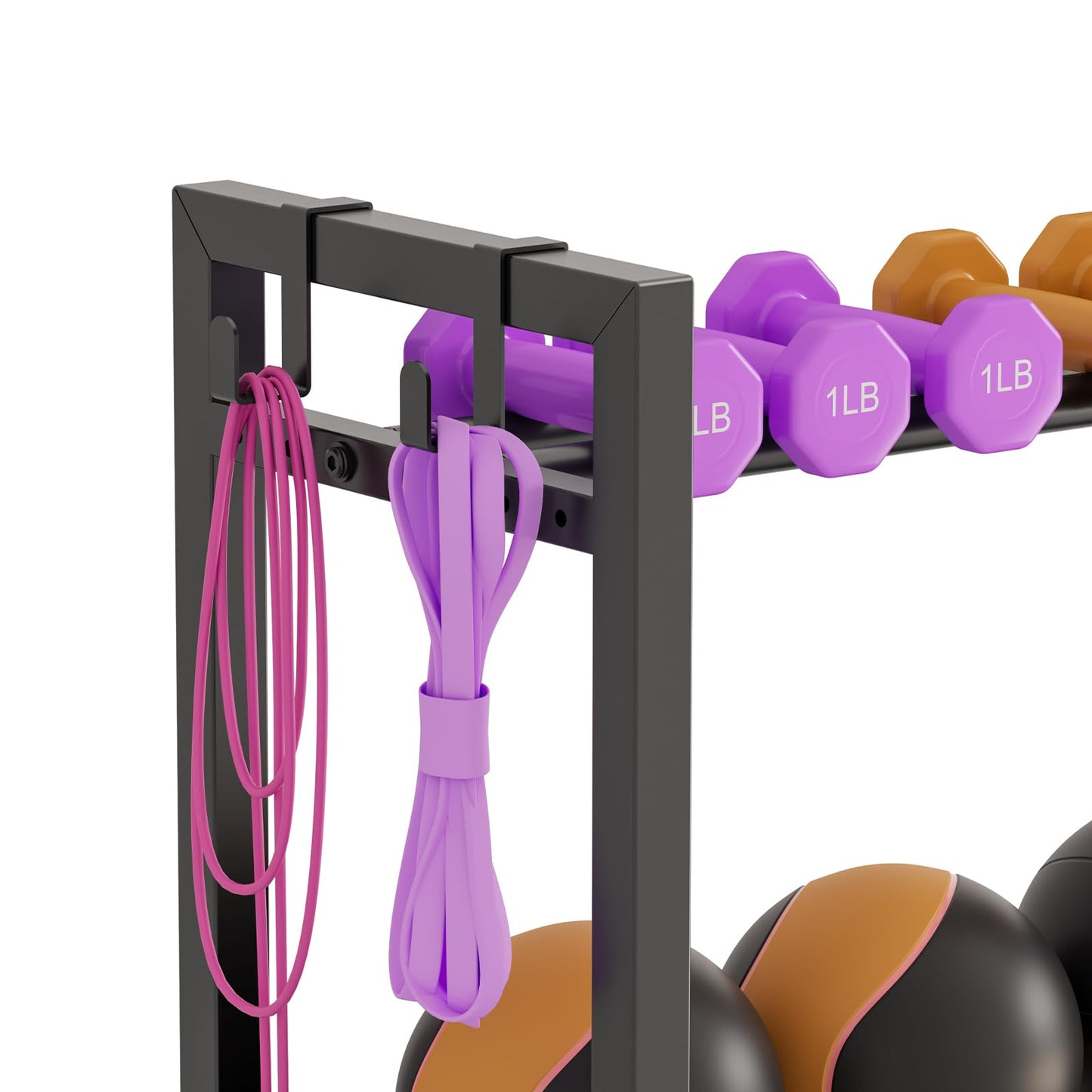 3-Tier Adjustable Dumbbell Rack Heavy Duty Metal Storage Rack, Dumbbell Weight Rack and Kettlebells Rack, Yoga Mat Organizer, Multi-Purpose Gym Equipment Storage Stand for Home Gym Accessories